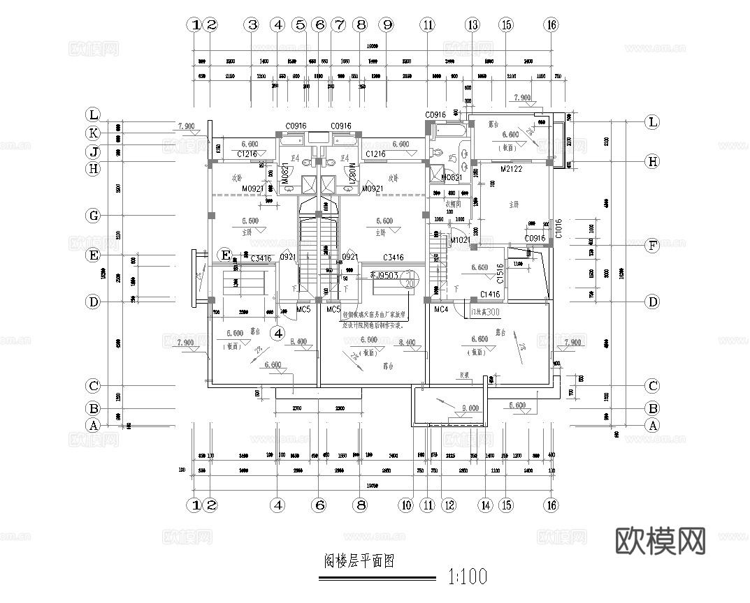 12套自建房建筑 最新全套施工图设计cad施工图下载（渲染图3）