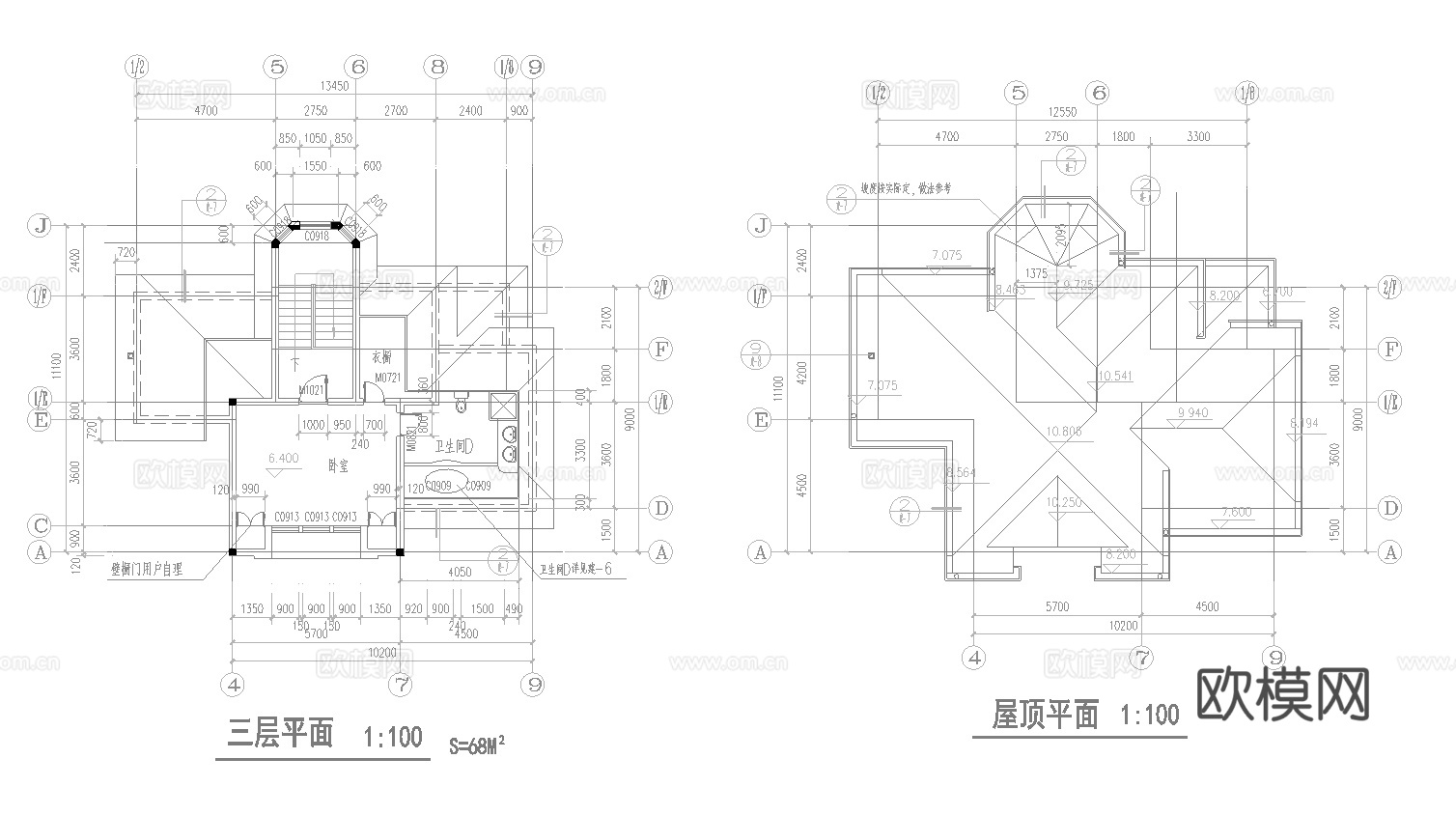 20套自建房三层别墅建筑 最新全套施工图设计cad施工图下载（渲染图4）