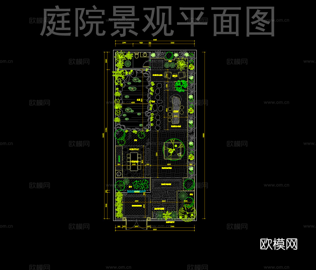 别墅庭院景观平面图cad施工图cad施工图
