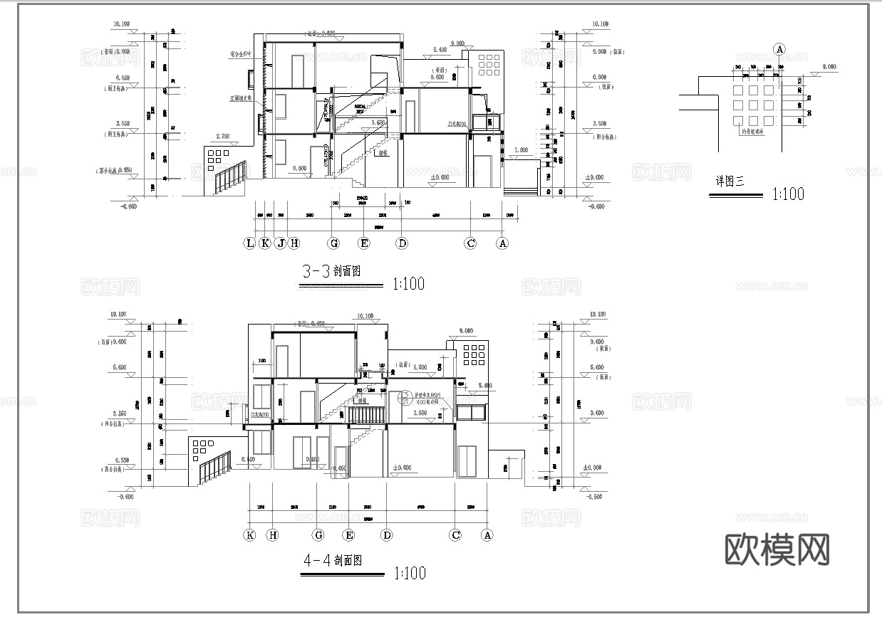 12套自建房建筑 最新全套施工图设计cad施工图下载（渲染图2）