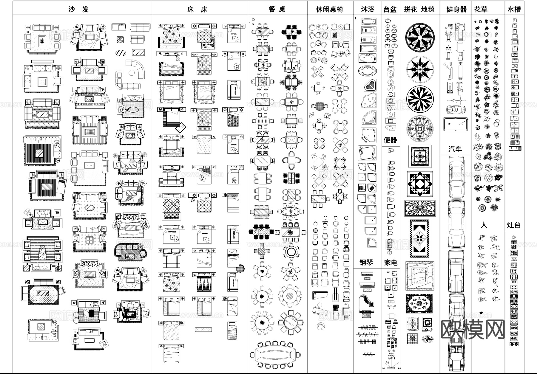 室内电器家具构件综合工装CAD图库cad施工图