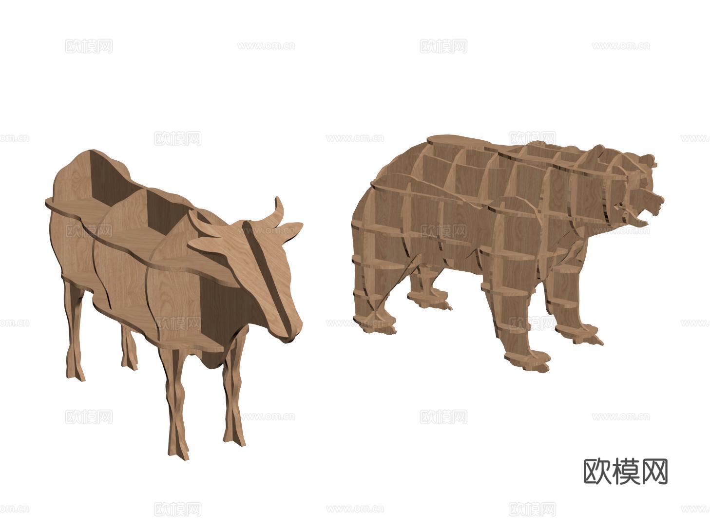 现代动物造型书架 置物架 装饰架 儿童书架su模型