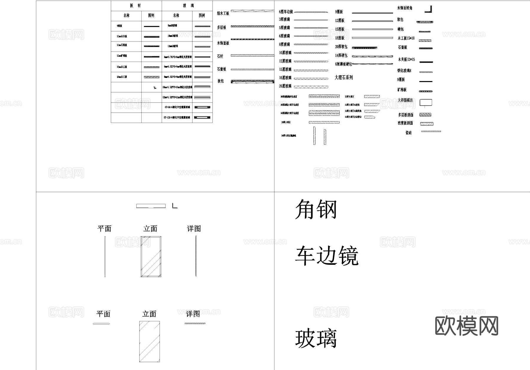 室内吊顶天花地面节点CAD动态图块cad施工图