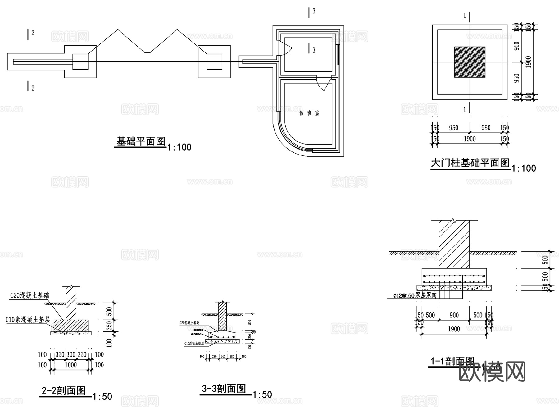 商学院入口校门大门CAD施工图集cad施工图
