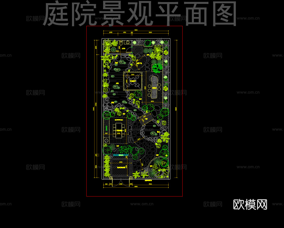别墅庭院景观平面图cad施工图cad施工图