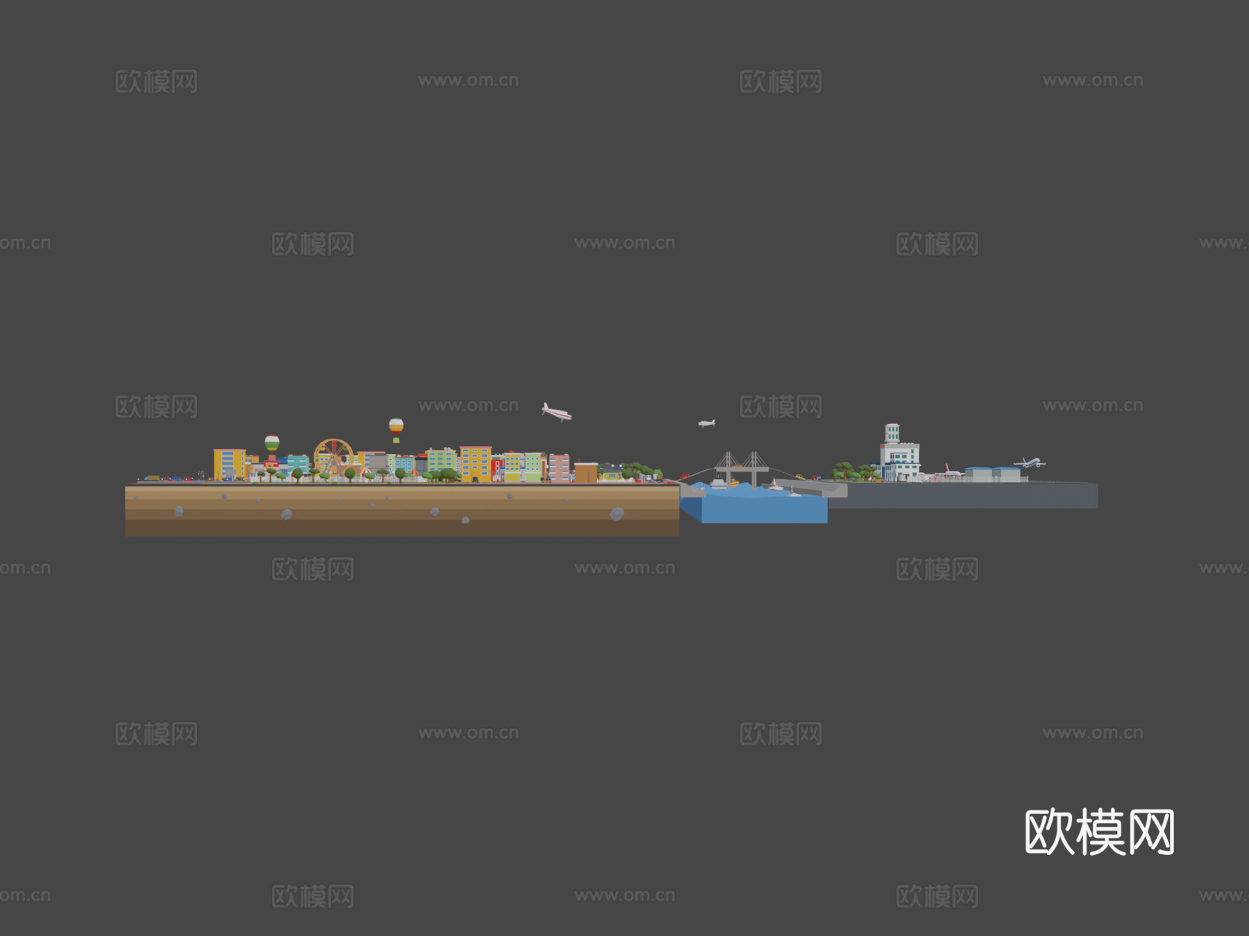 低多边形三维城市3d模型下载（渲染图6）