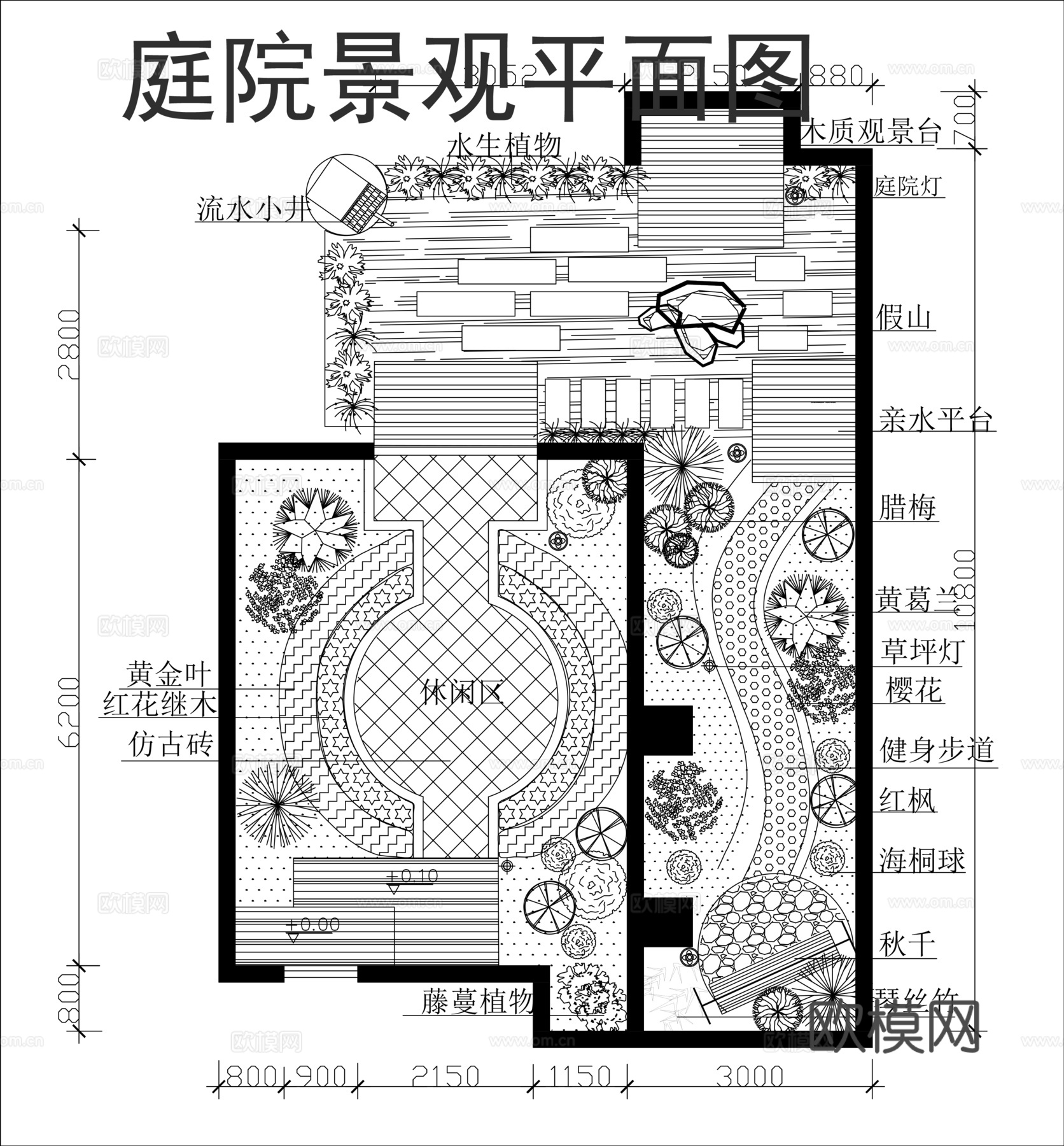庭院花园平面图cad施工图