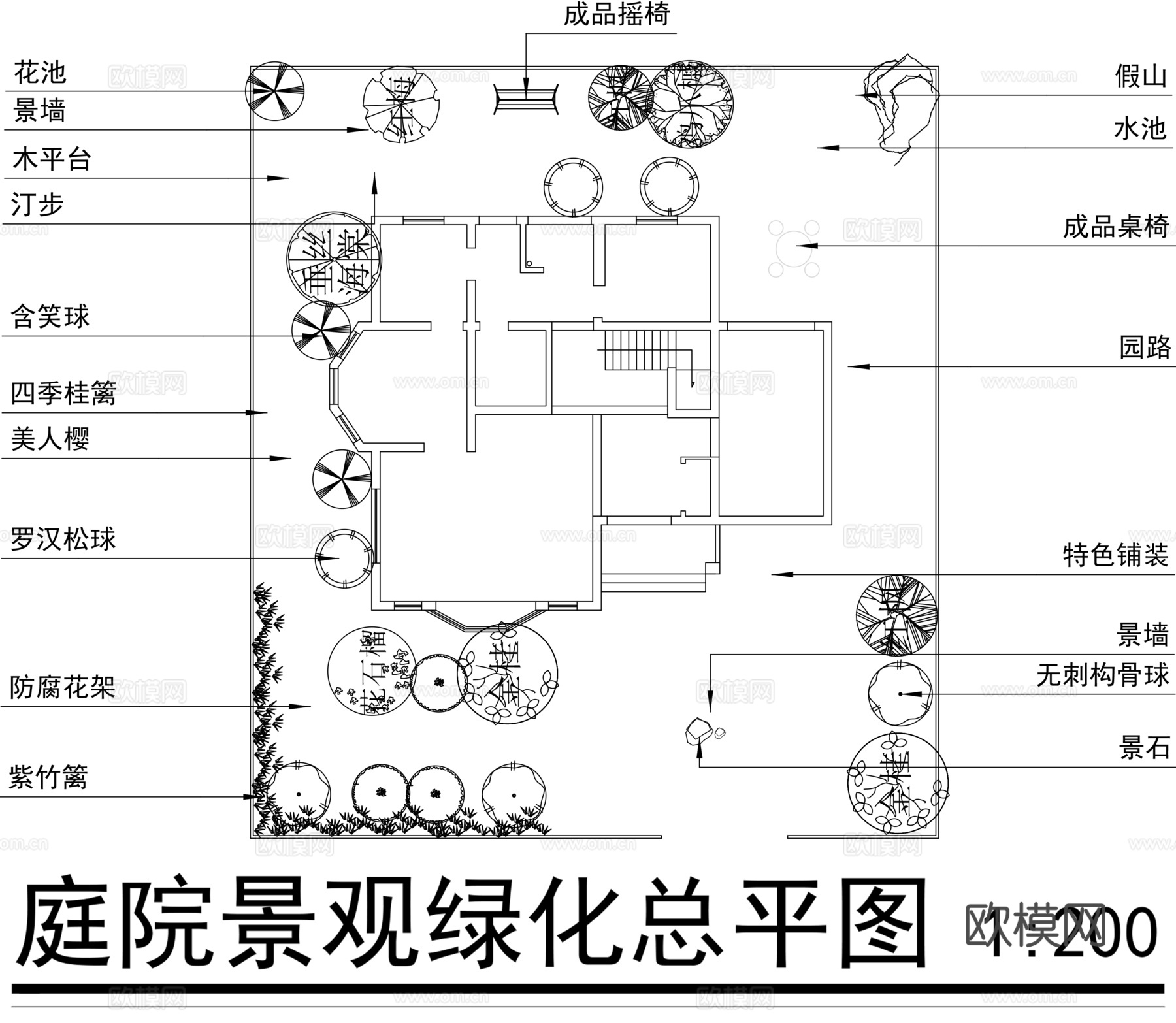 别墅景观设计方案cad施工图