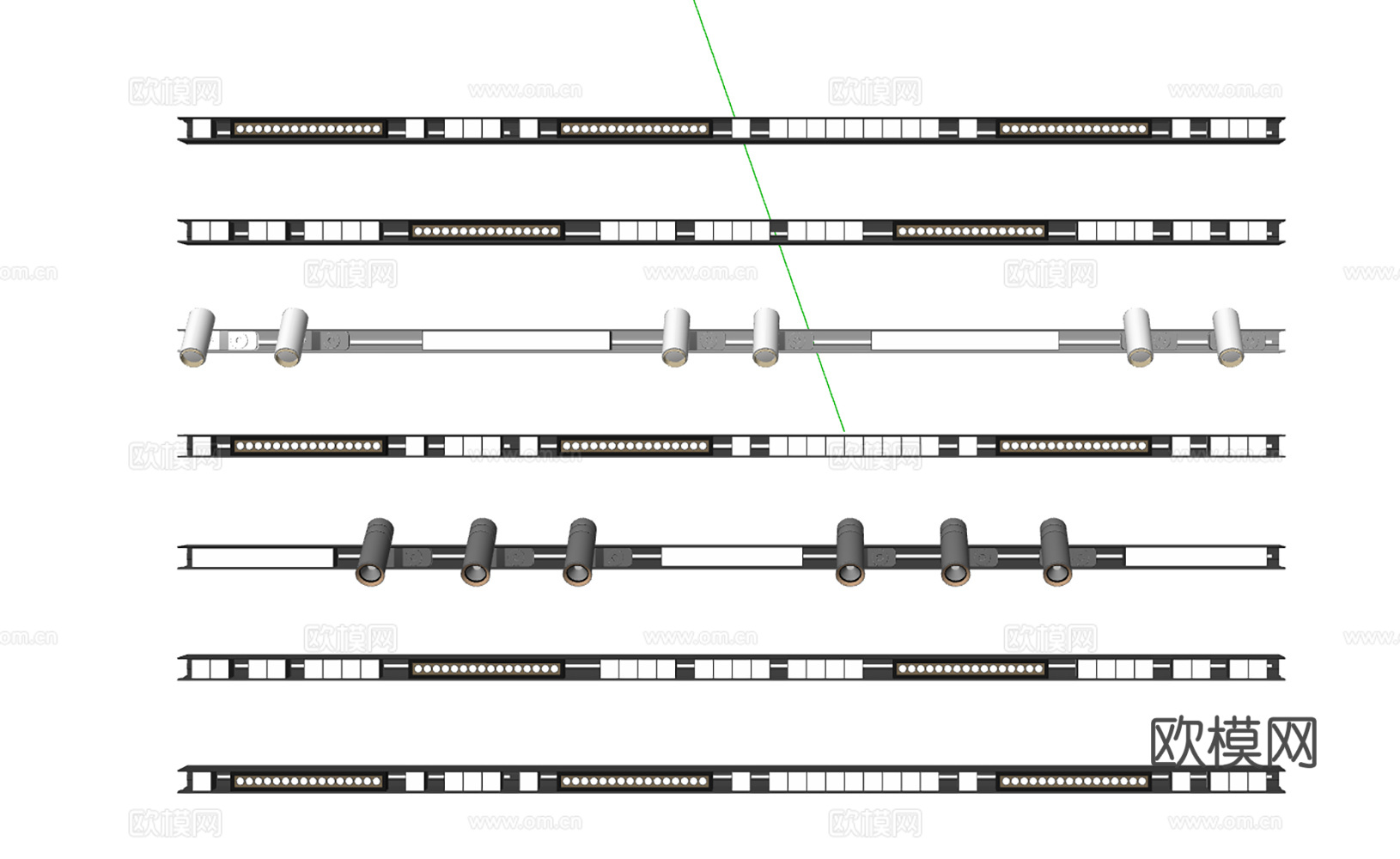 现代射灯筒灯轨道射灯合集su模型