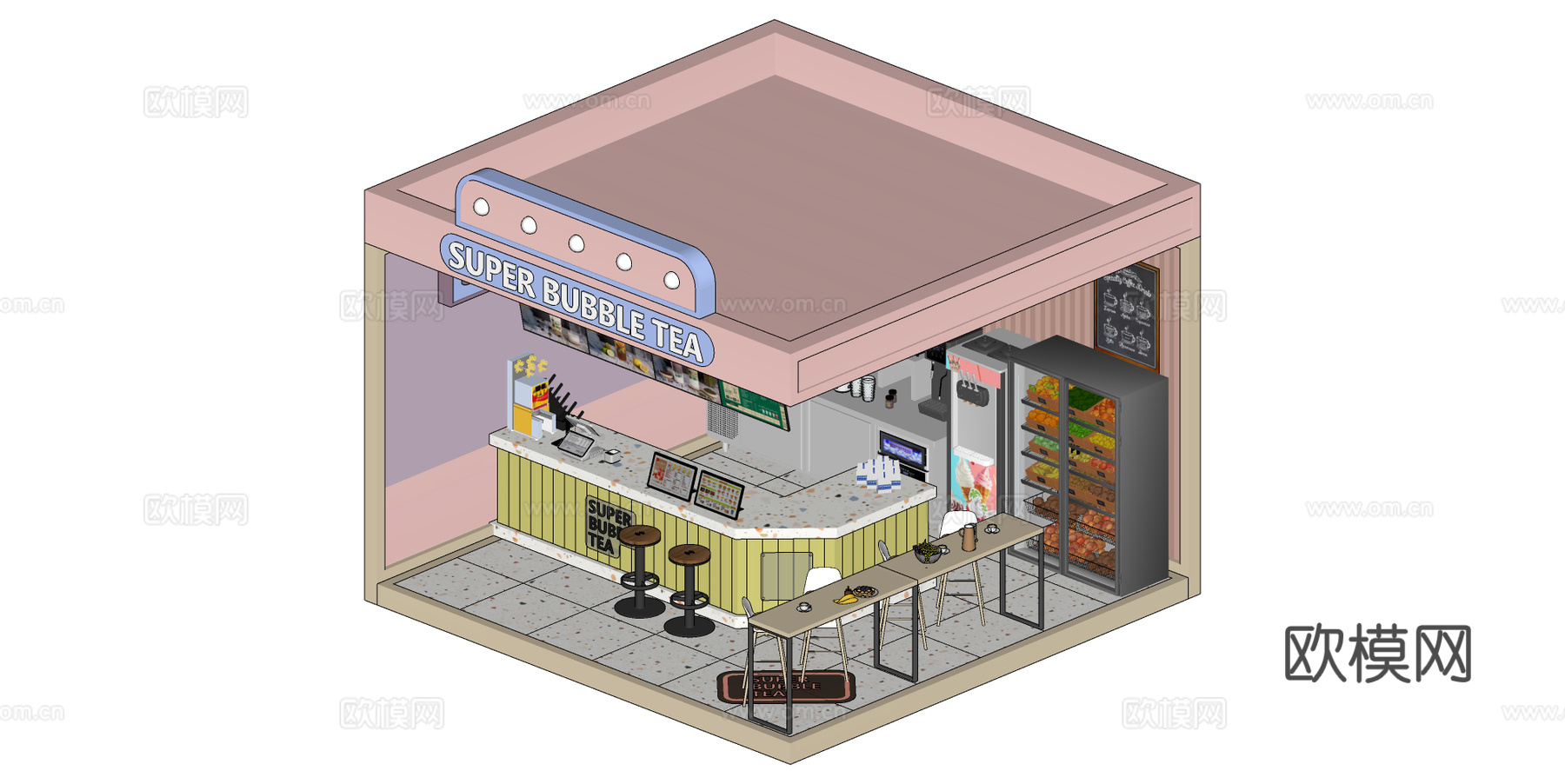 雪地咖啡厅su模型