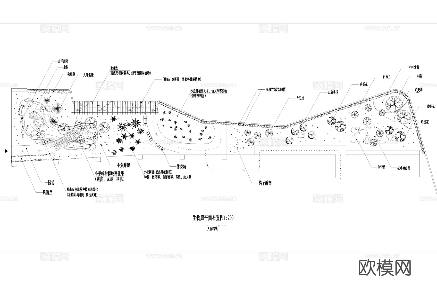 生物廊景观平面CAD施工图cad施工图