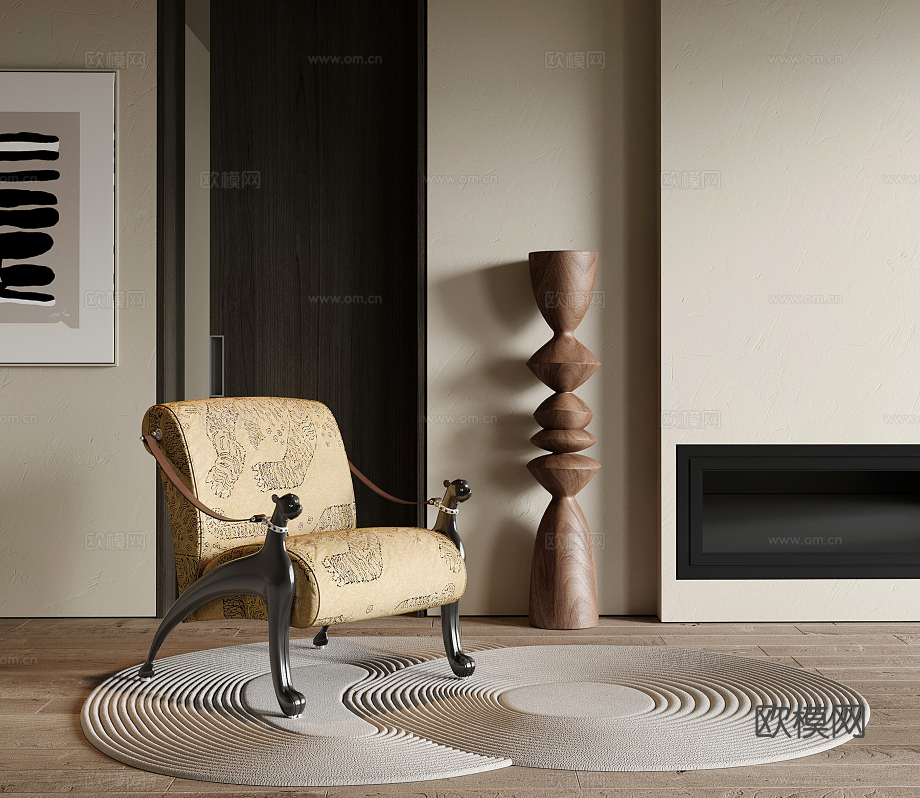 复古法式休闲椅 单人沙发 休闲沙发椅su模型