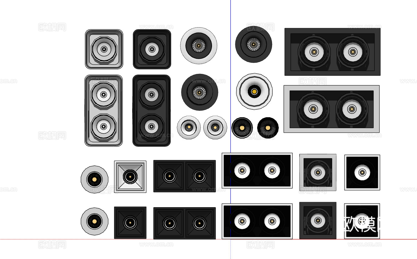 现代筒灯射灯合集su模型