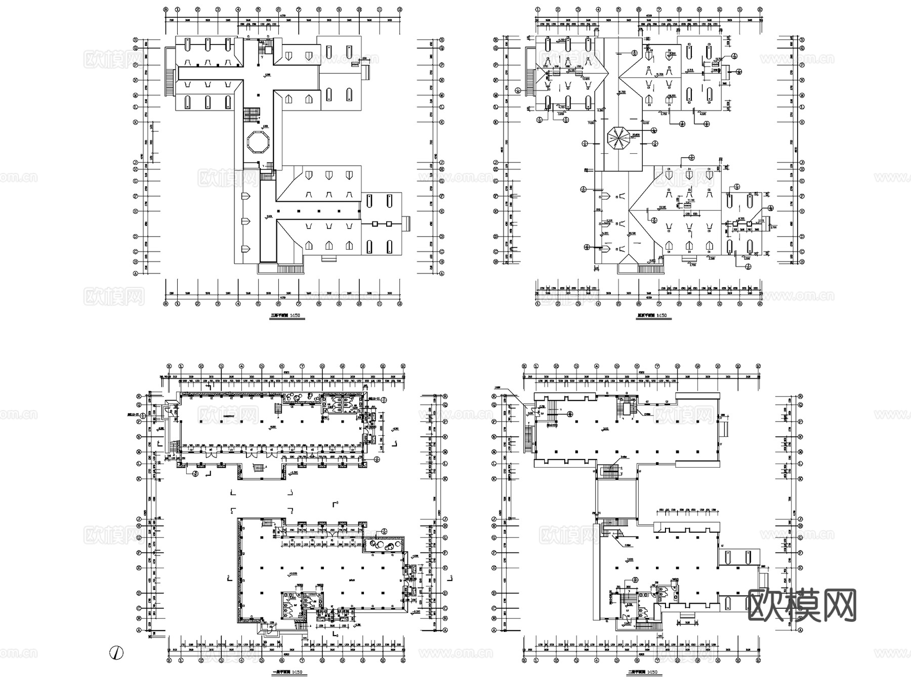 欧式艺术钟楼酒吧建筑CAD施工图cad施工图