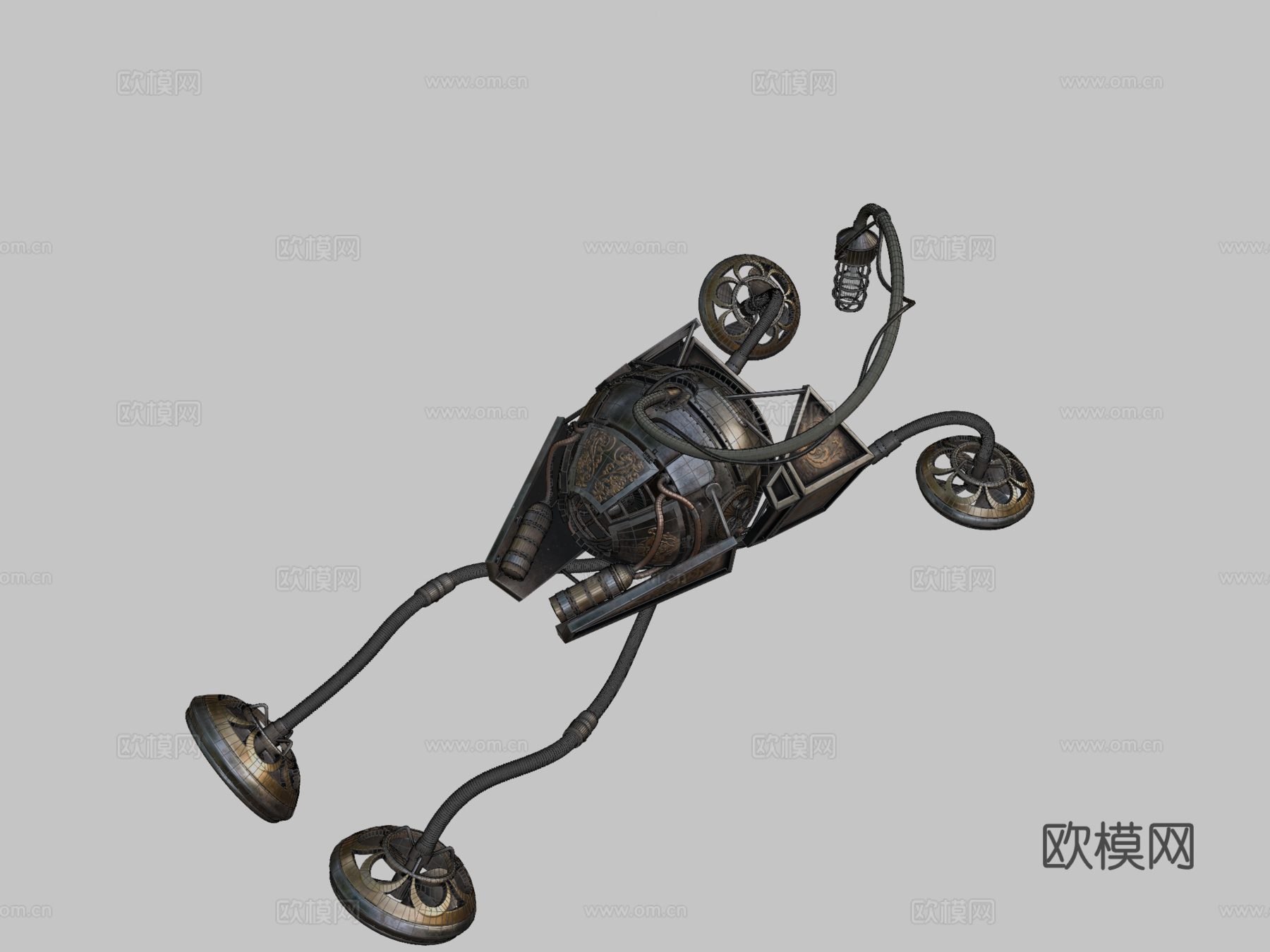 蒸汽朋克水下探险器3d模型下载（渲染图2）