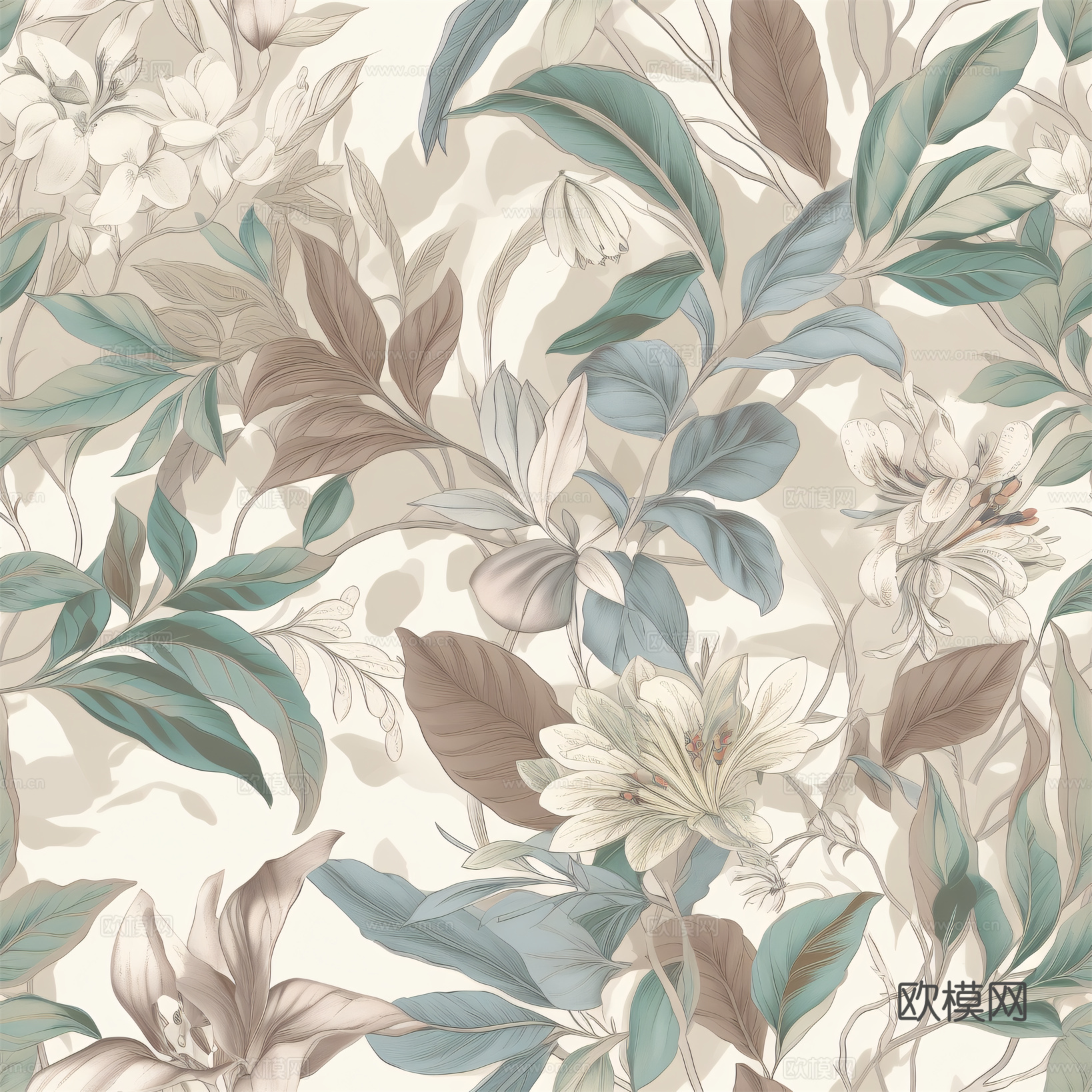 复古小清晰森林系植物纹理图案肌理3