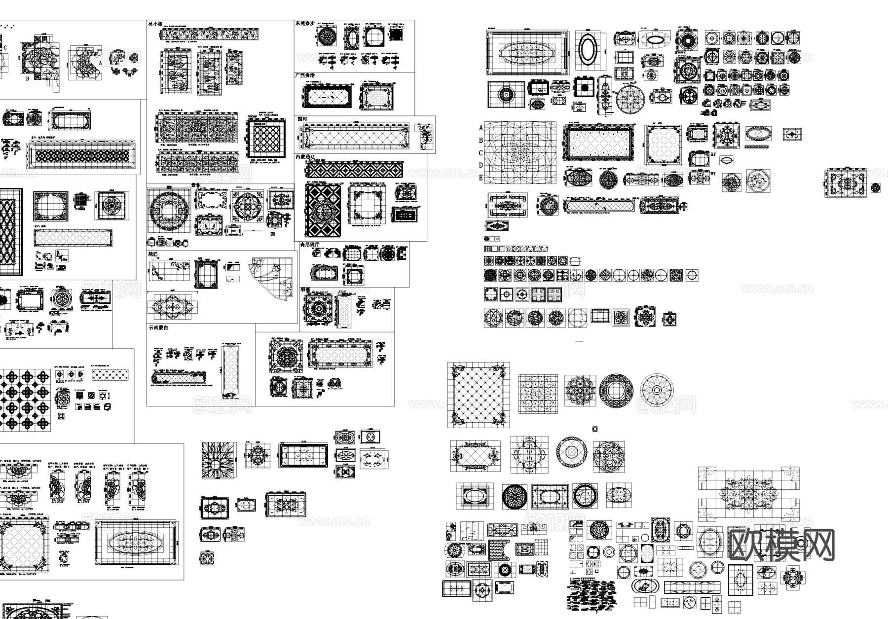地面拼花纹样CAD施工图库cad施工图