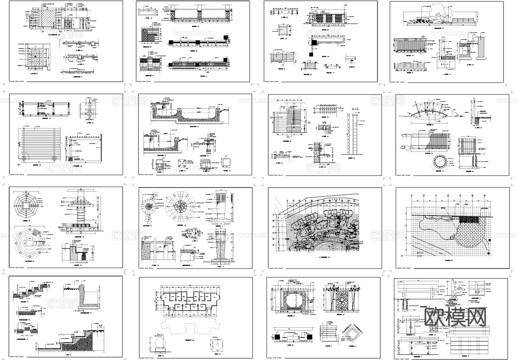 居住区景观节点大样CAD施工图集cad施工图