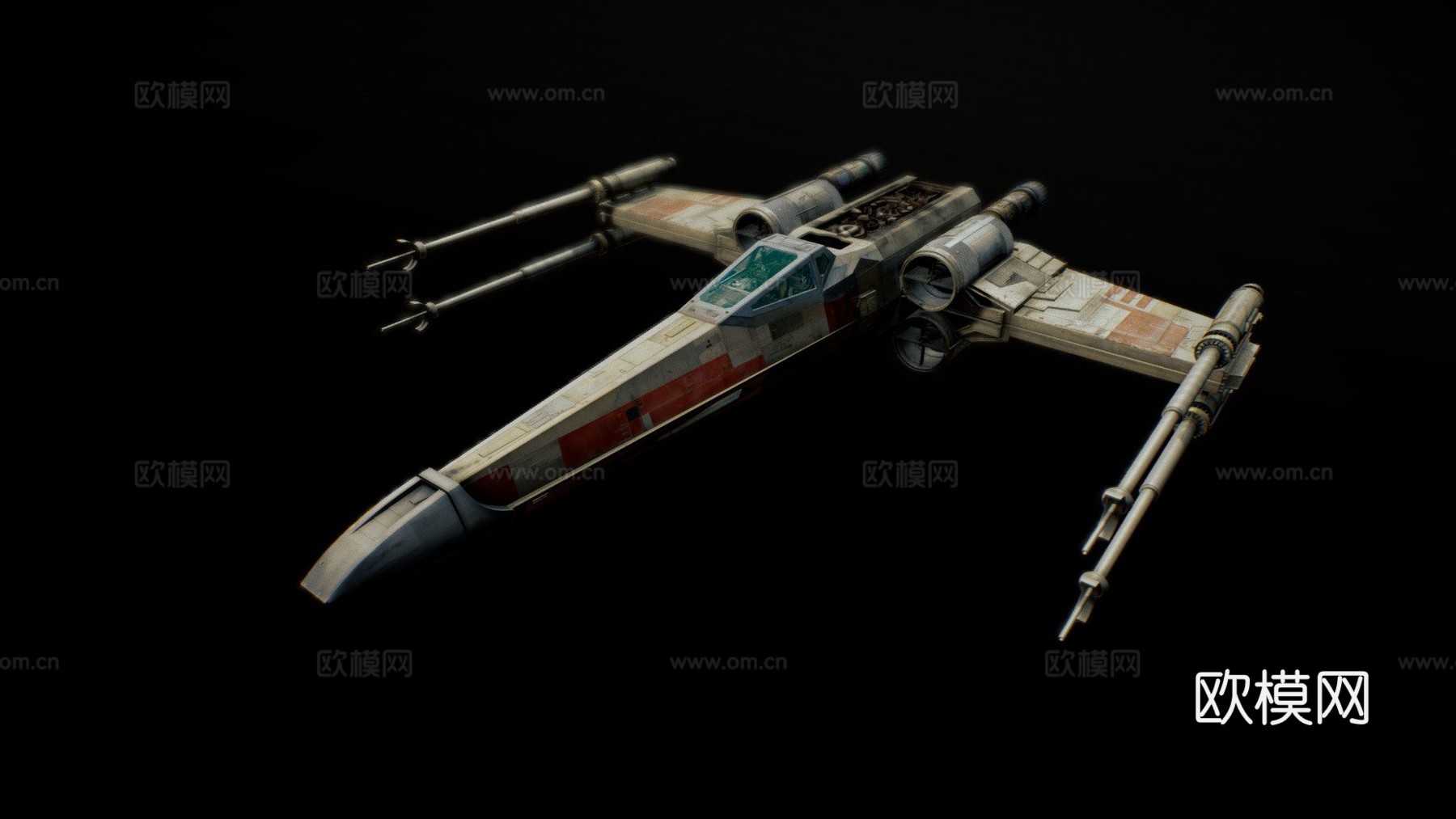 高多边形X翼战斗机3d模型下载（渲染图1）