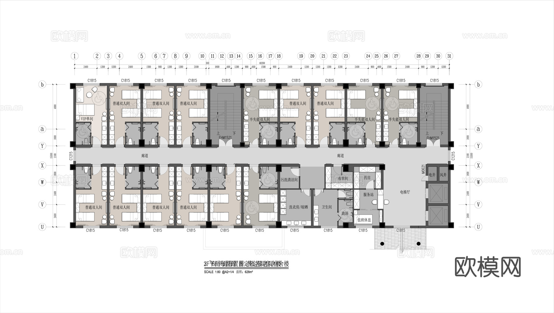 养老院 最新平面施工图设计cad施工图