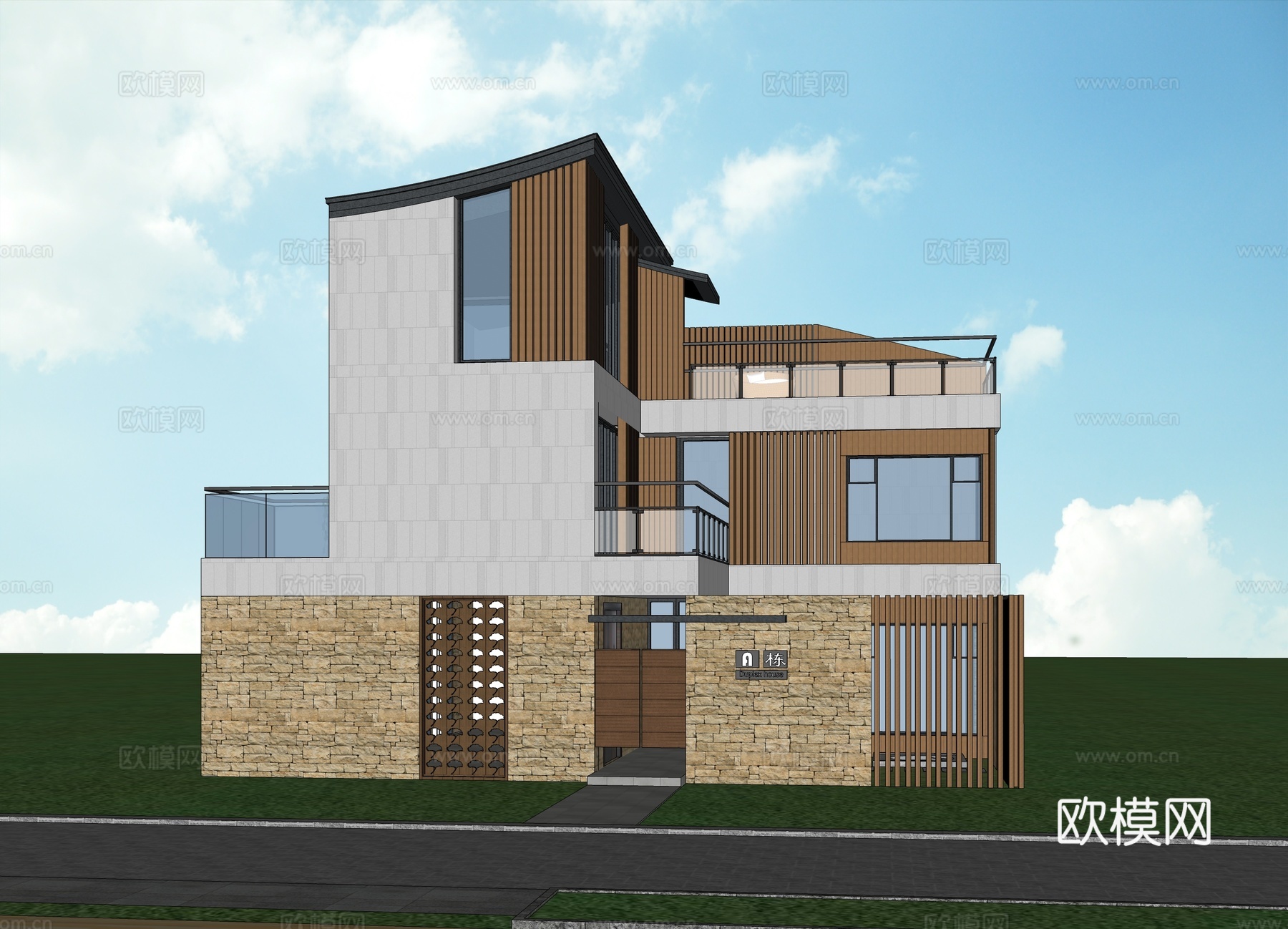 约215㎡现代自建房独栋别墅su模型