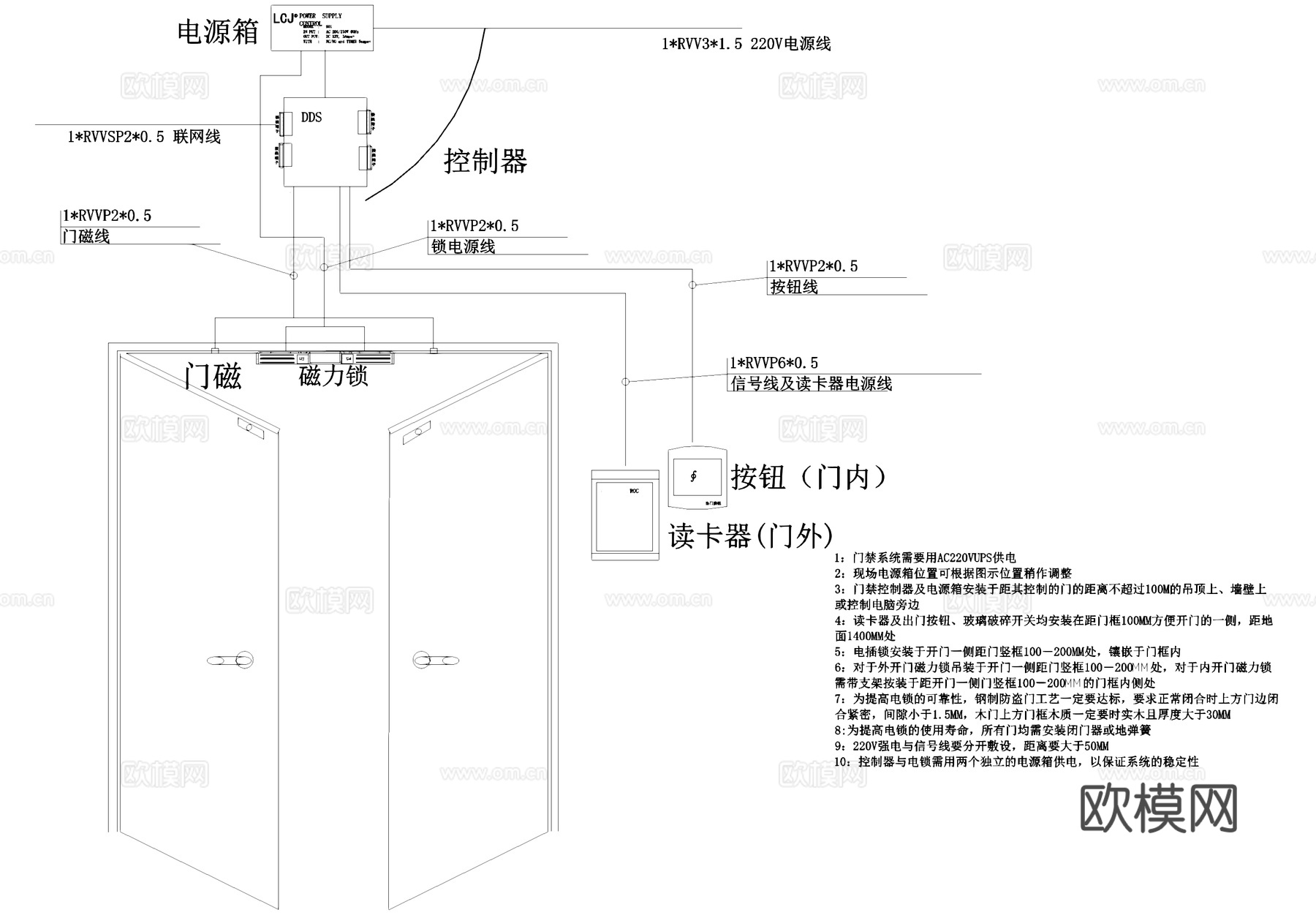 门禁一卡通设备安装管线CAD施工图cad施工图