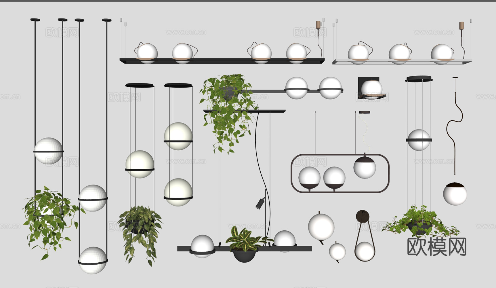 球形吊灯 吊灯壁灯 异形灯 客厅吊灯 植物吊灯su模型