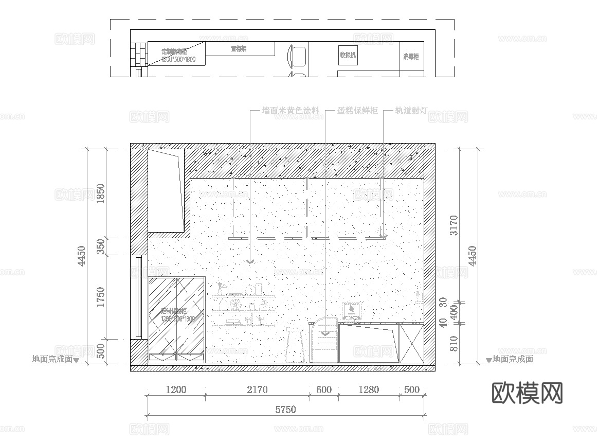 蛋糕面包店  最新全套施工图设计cad施工图