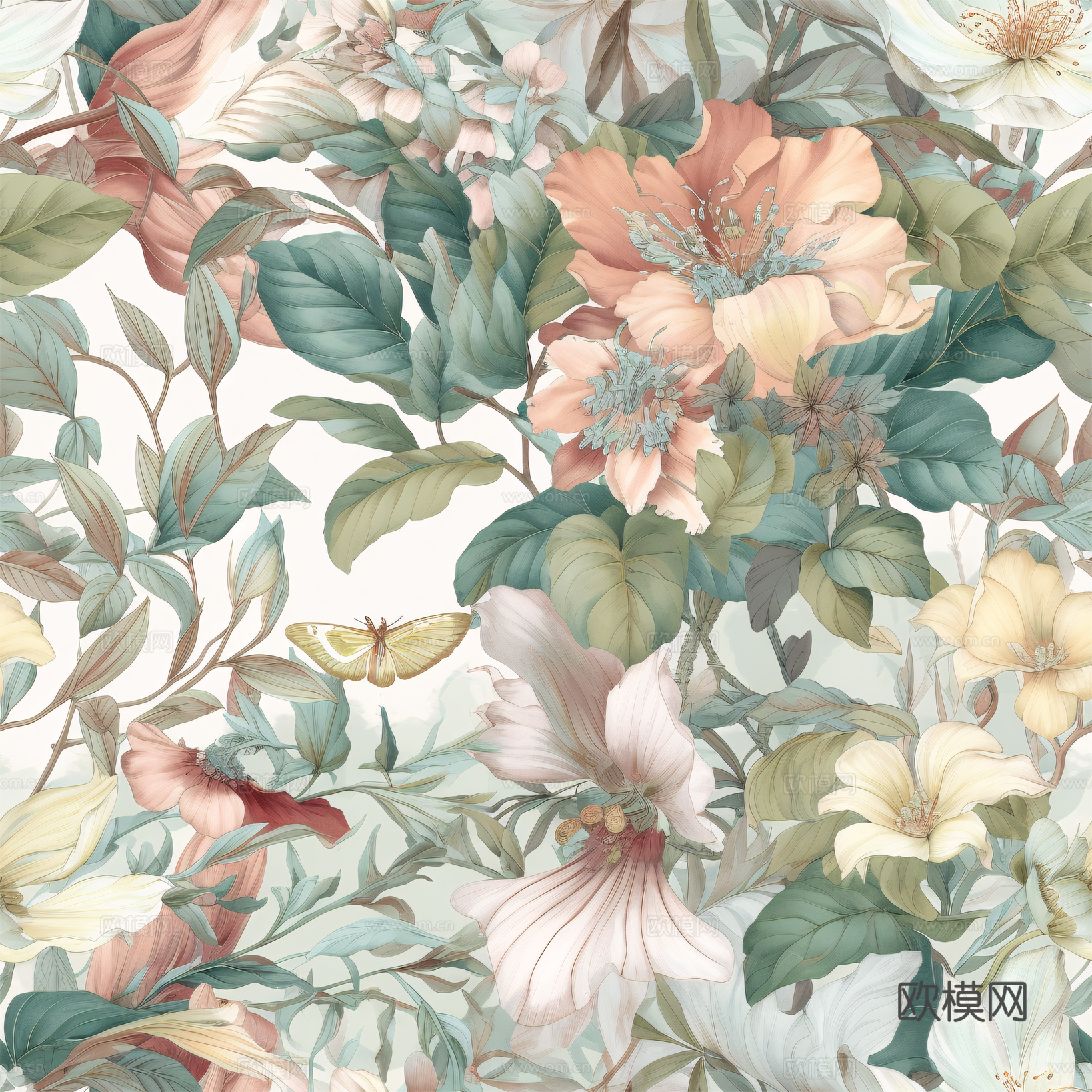 复古小清晰森林系植物纹理图案肌理38下载