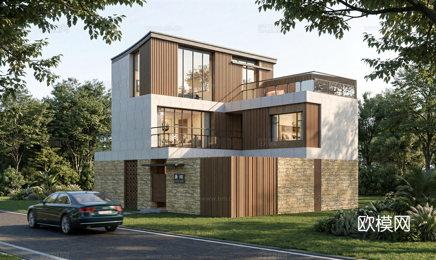 约215㎡现代自建房独栋别墅su模型