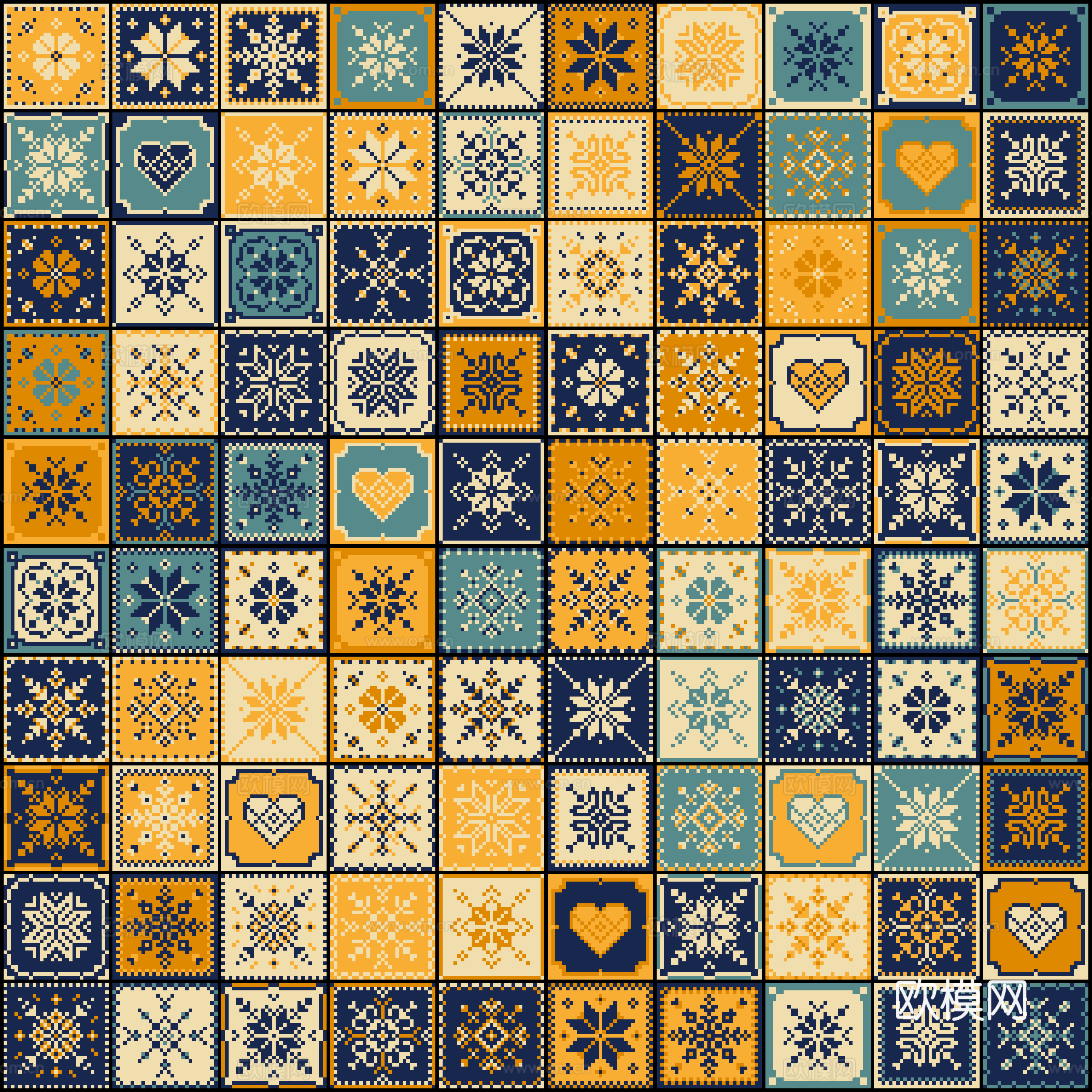 复古民族拼花图案纹理肌理27