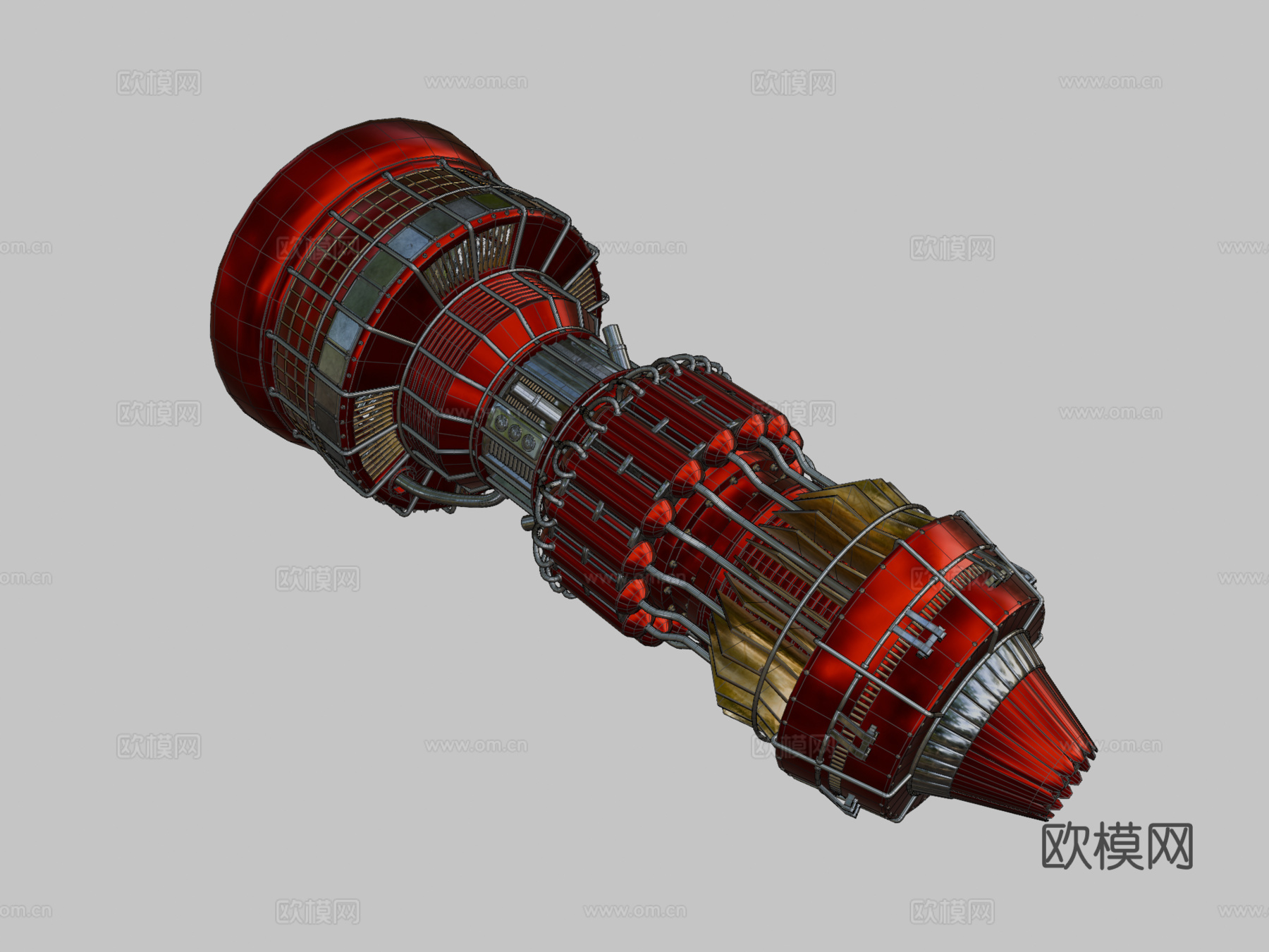 涡轮  涡轮风扇发动机3d模型下载（渲染图2）