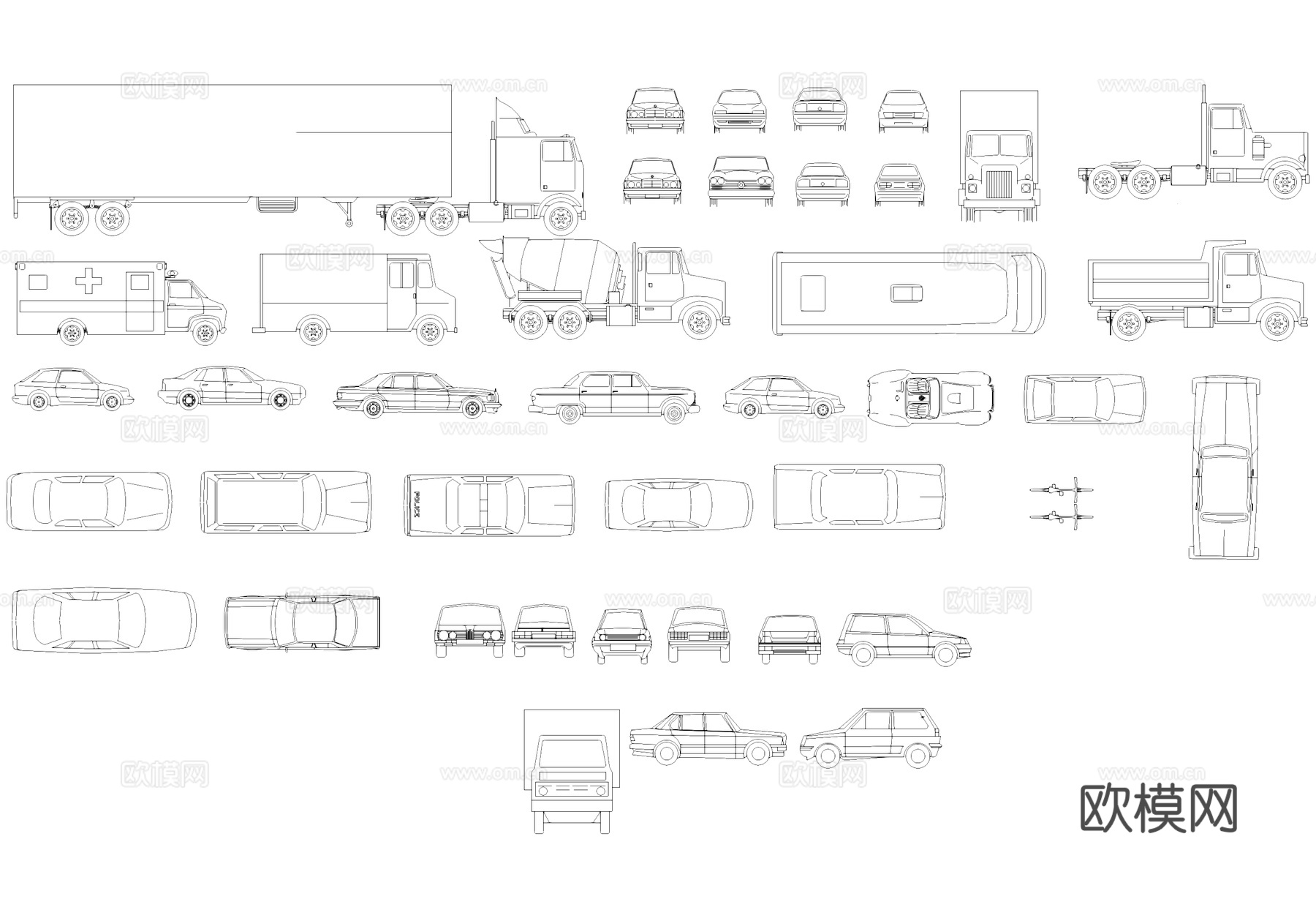 各类车辆平立面CAD图库cad施工图