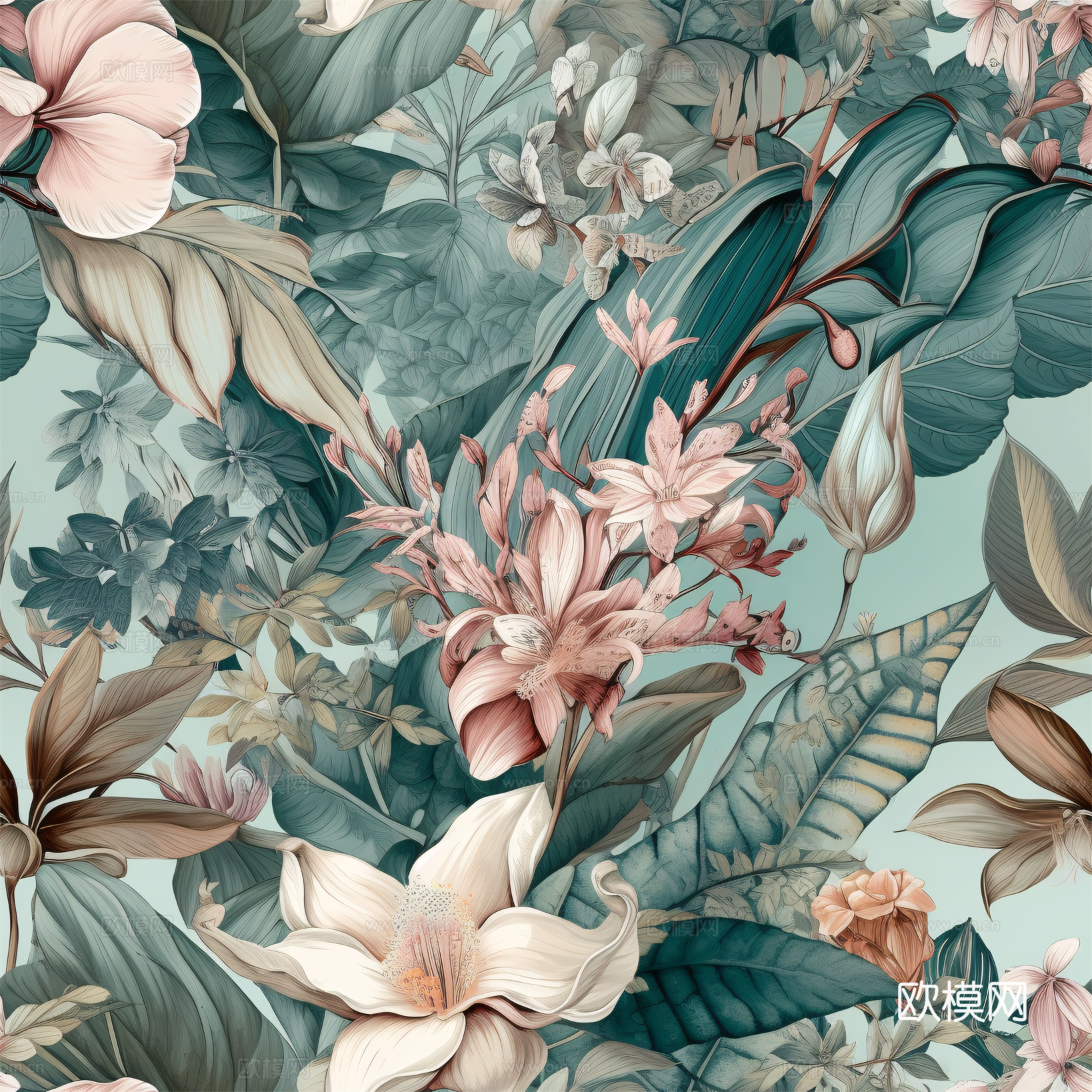 复古小清晰森林系植物纹理图案肌理12