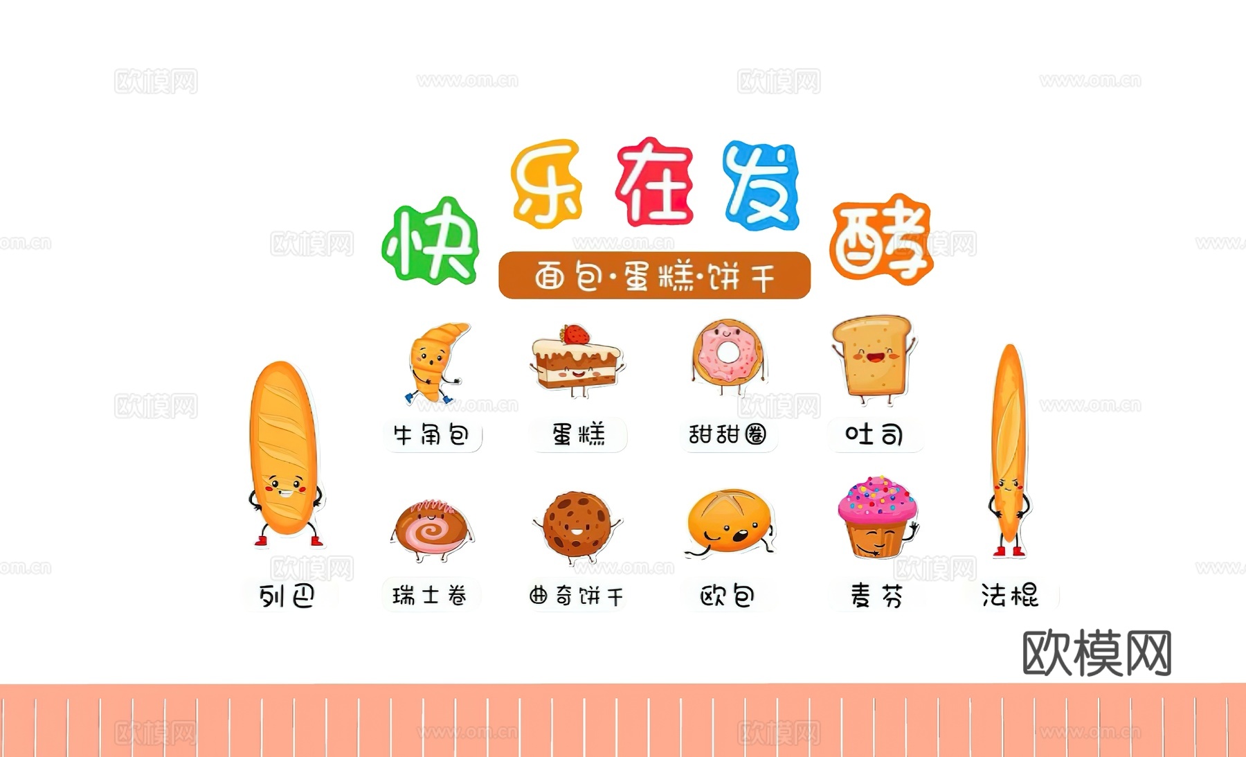 面包店装饰画 面包店打卡墙 蛋糕店装饰画su模型