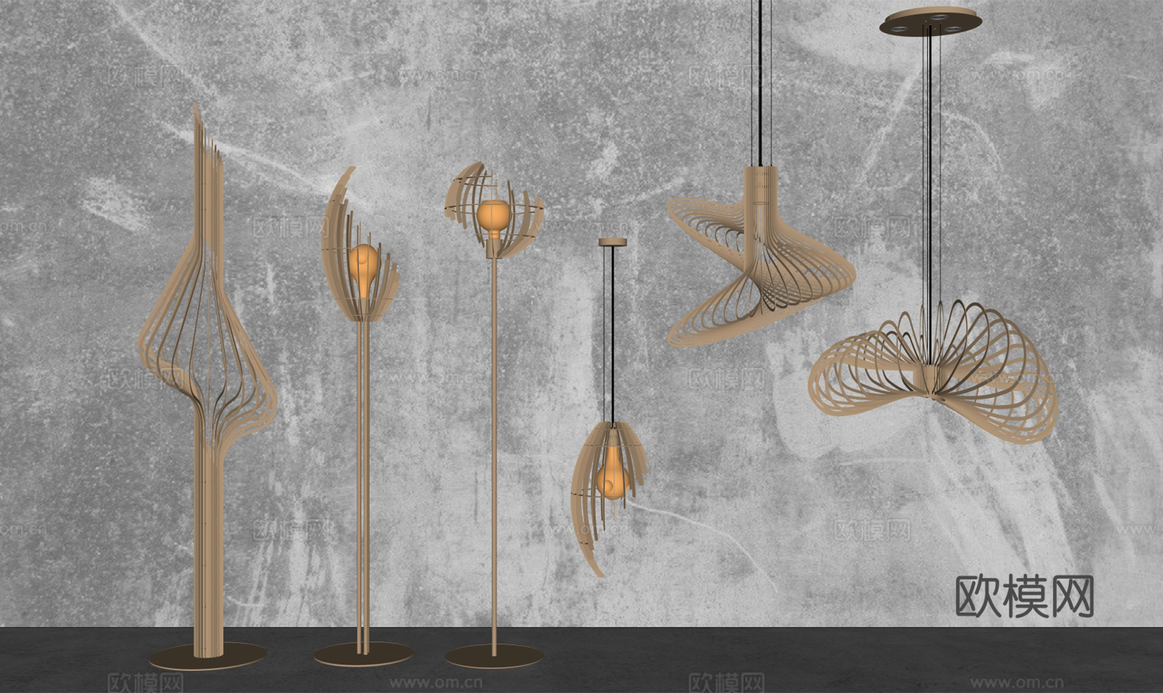 异形落地灯 异形吊灯 金属落地灯 灯具组合su模型
