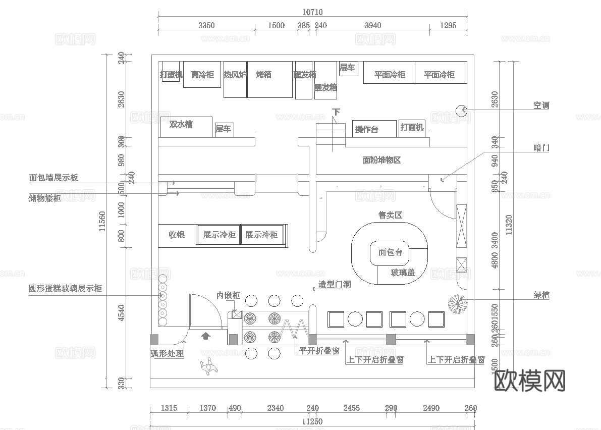 蛋糕面包店  最新全套施工图设计cad施工图