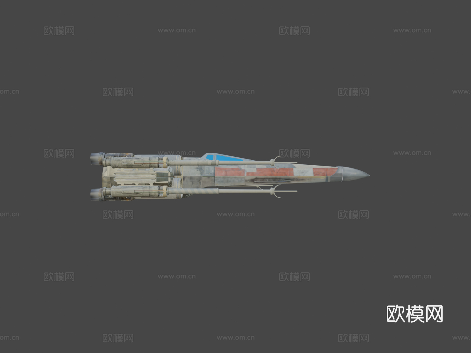 高多边形X翼战斗机3d模型下载（渲染图5）