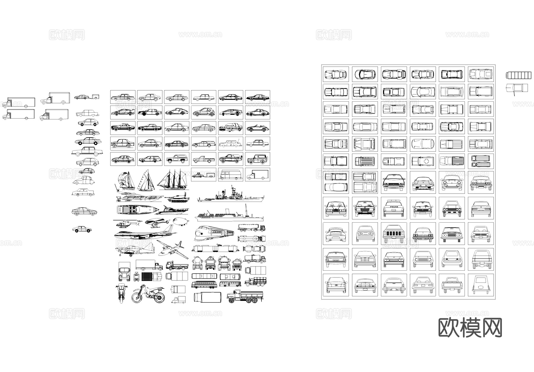 车辆飞机船舶各类交通工具CAD图库cad施工图