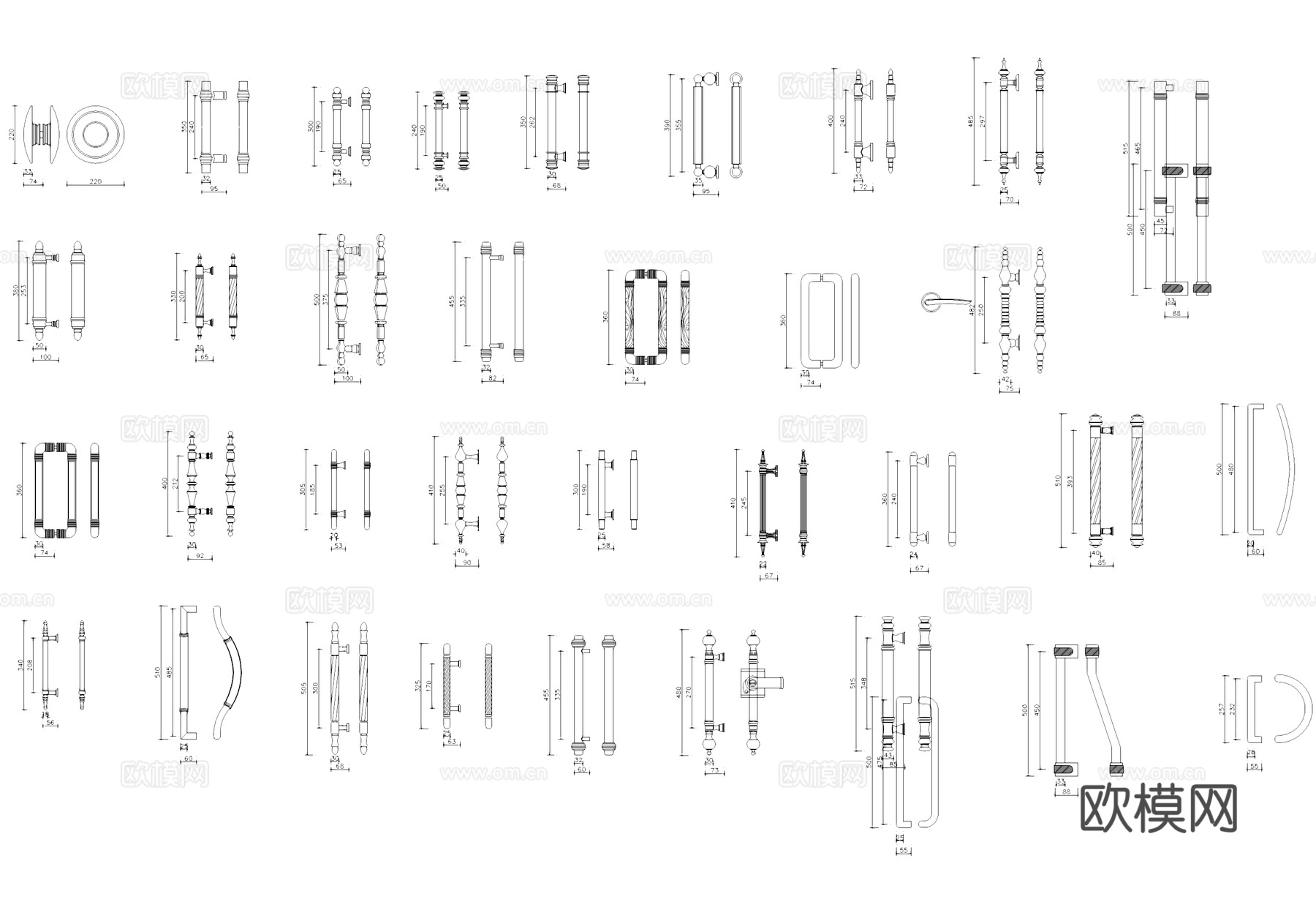 门把手拉手门环把环CAD图库cad施工图