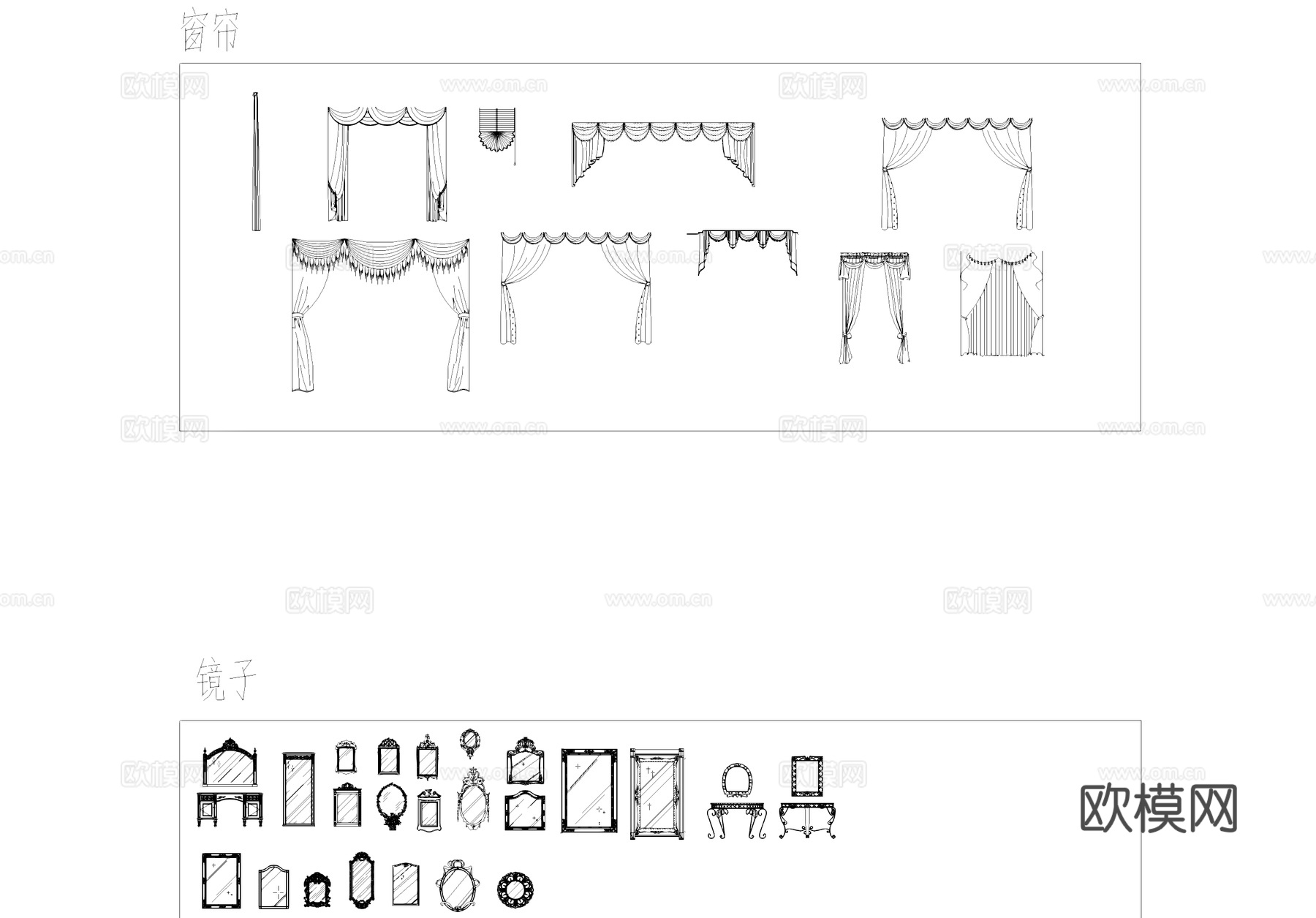 欧式家装工装CAD图库cad施工图