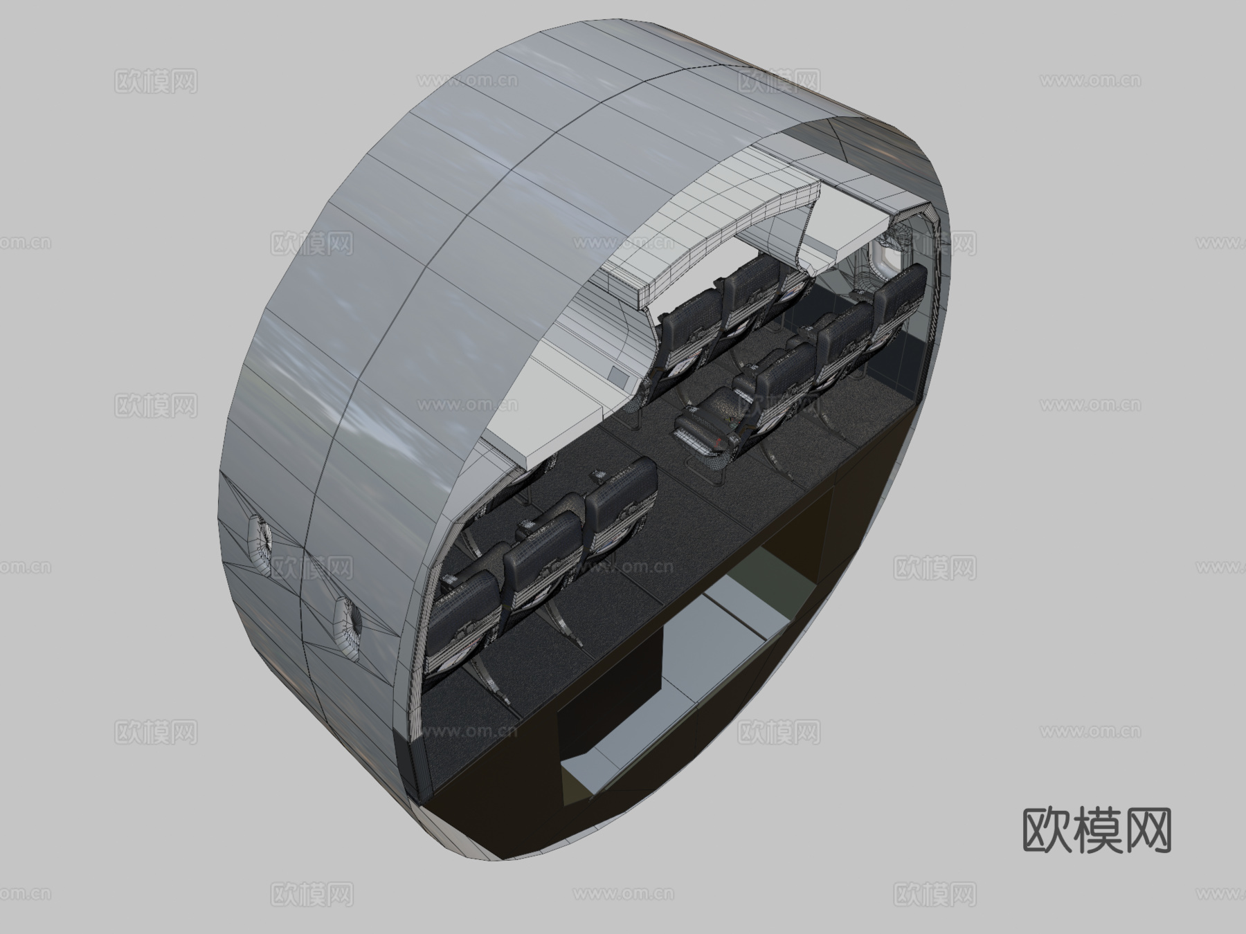 空客A320飞机客舱3d模型下载（渲染图2）