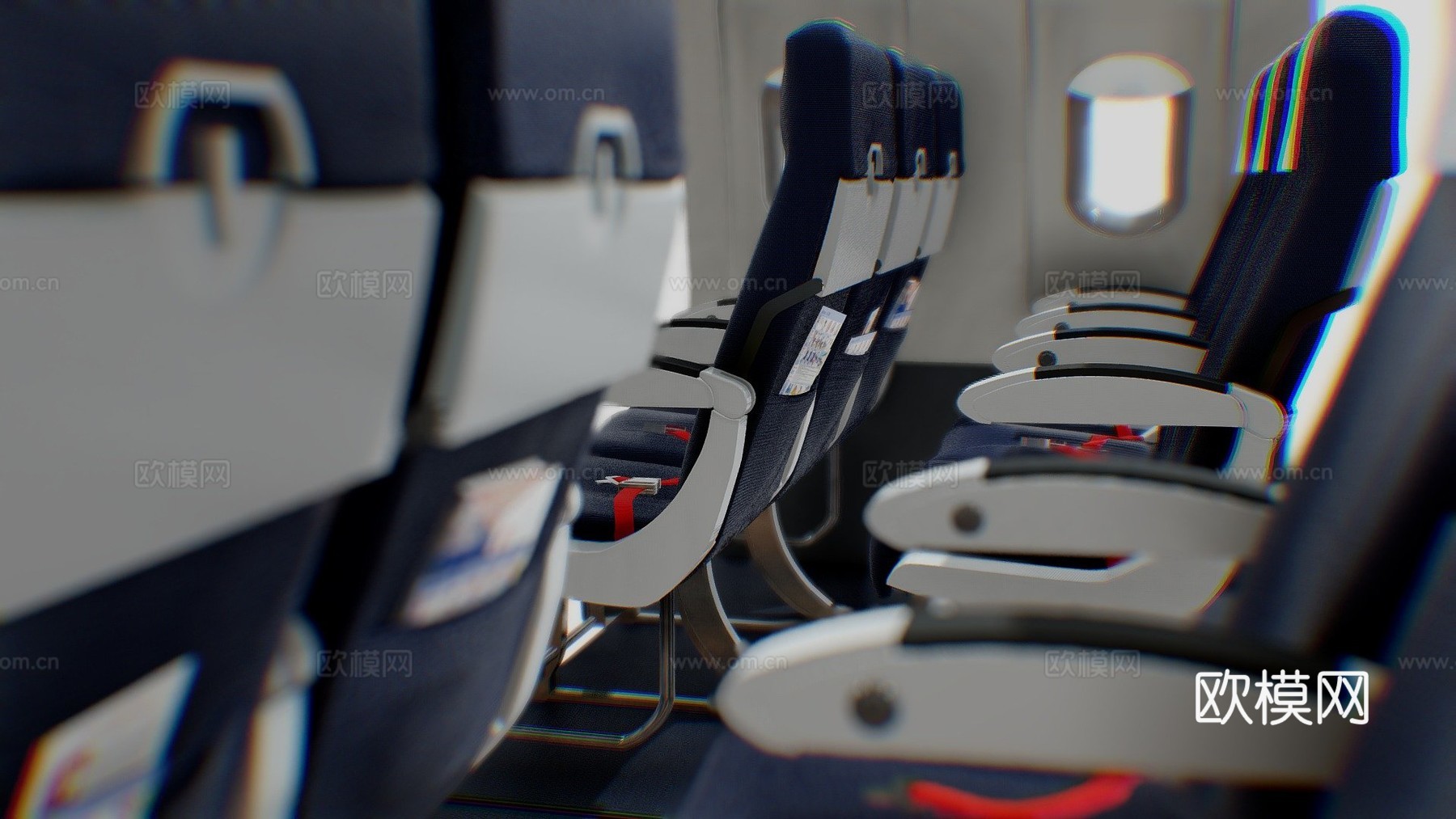 空客A320飞机客舱3d模型下载（渲染图1）