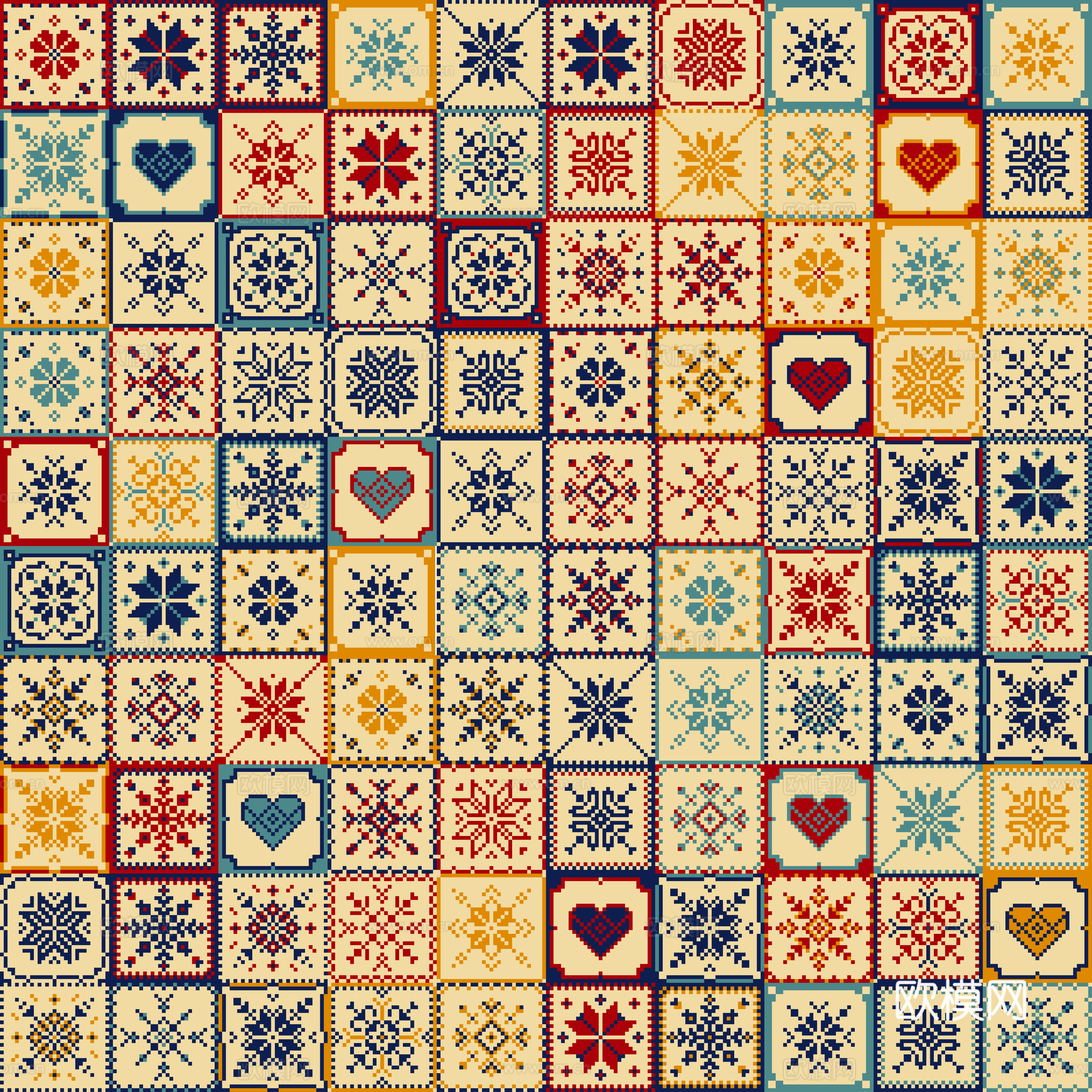 复古民族拼花图案纹理肌理29