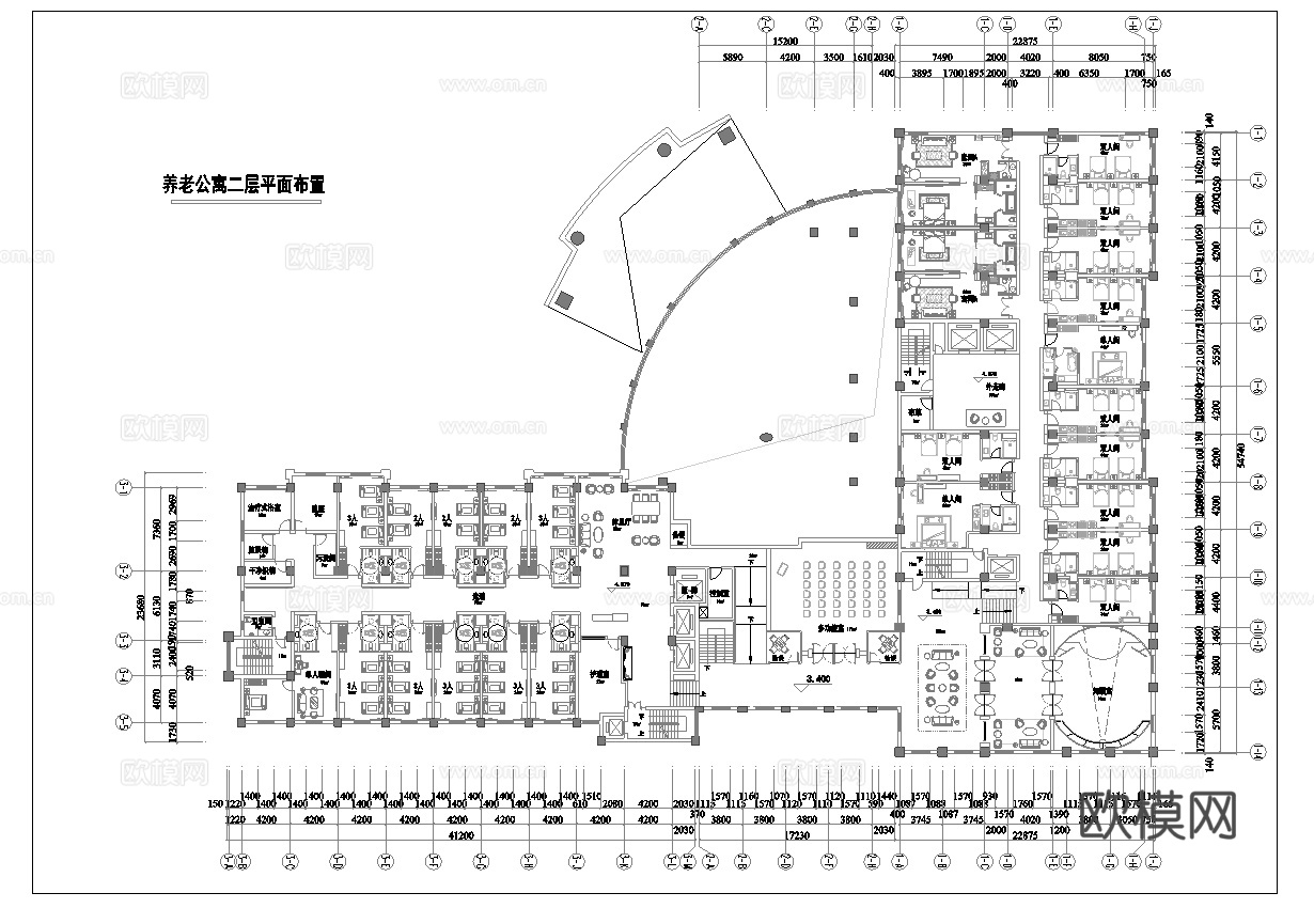 六层养老院 最新平面施工图设计cad施工图