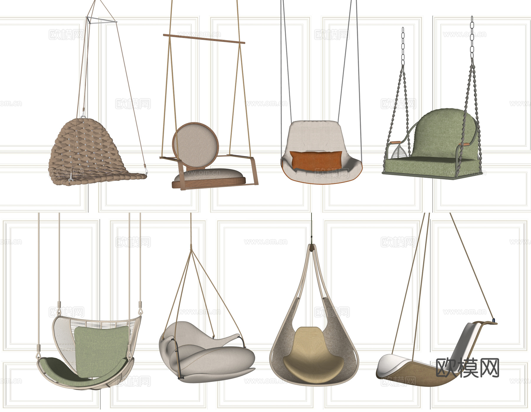 休闲吊椅 户外椅 竹椅 躺椅 室内吊椅su模型