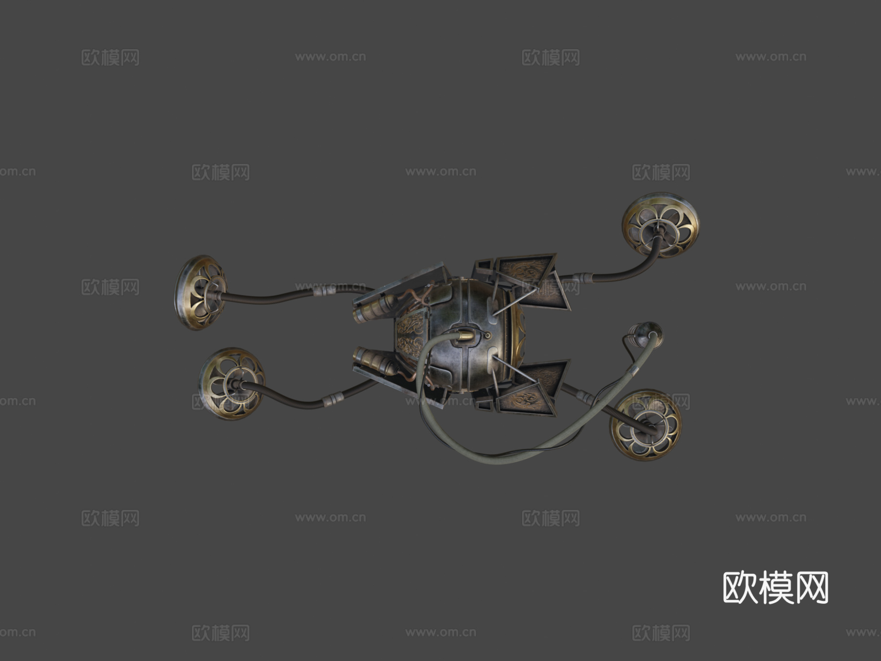 蒸汽朋克水下探险器3d模型下载（渲染图7）