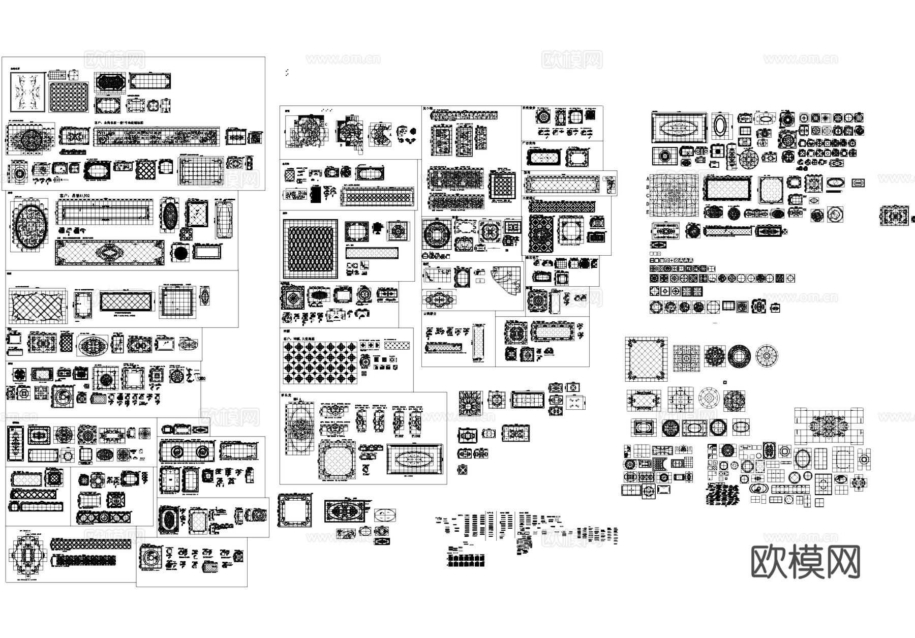 地面拼花纹样CAD施工图库cad施工图