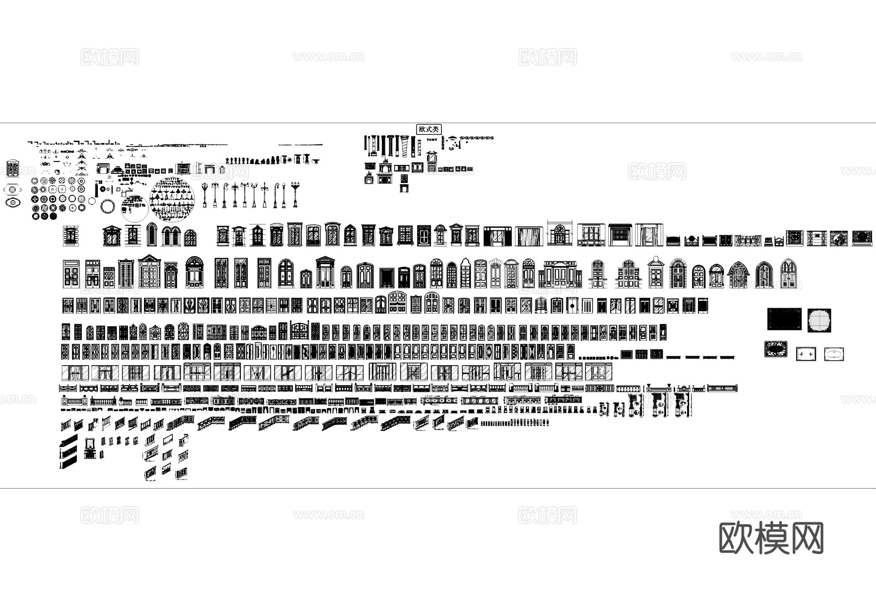 欧式门栏杆楼梯工装CAD综合图库cad施工图