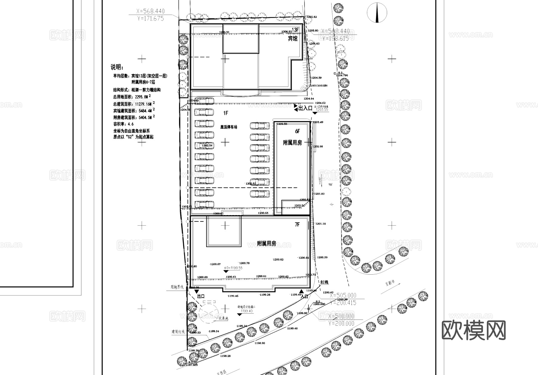 金沙江大酒店及附属用房建筑CAD施工图cad施工图